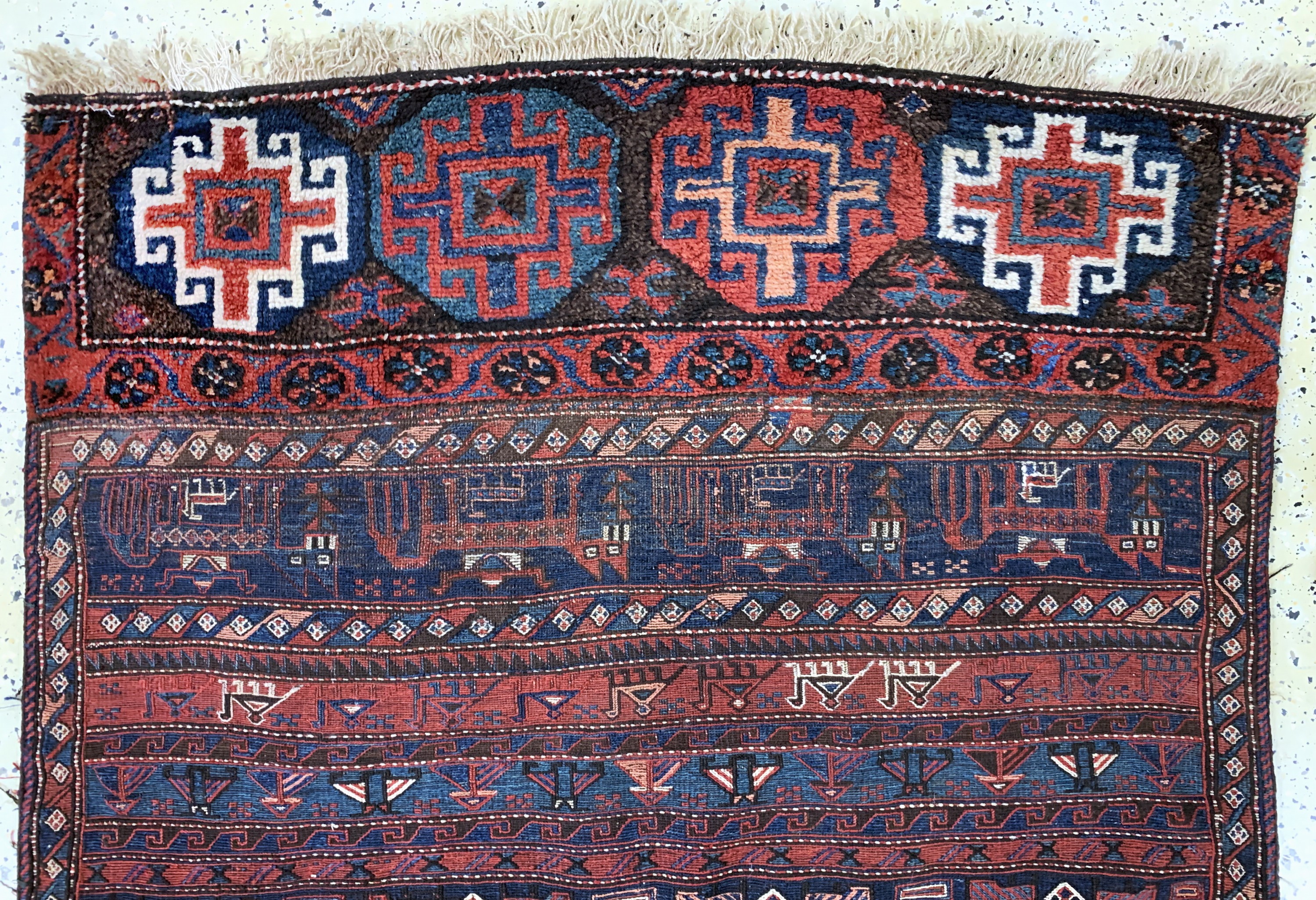 Detail a: "Khorjin"antik(geöffnet), Persien, um 1900,Wolle auf Wolle, ca. 180 x 125 cm, EHZ: 3, (kleines Loch)