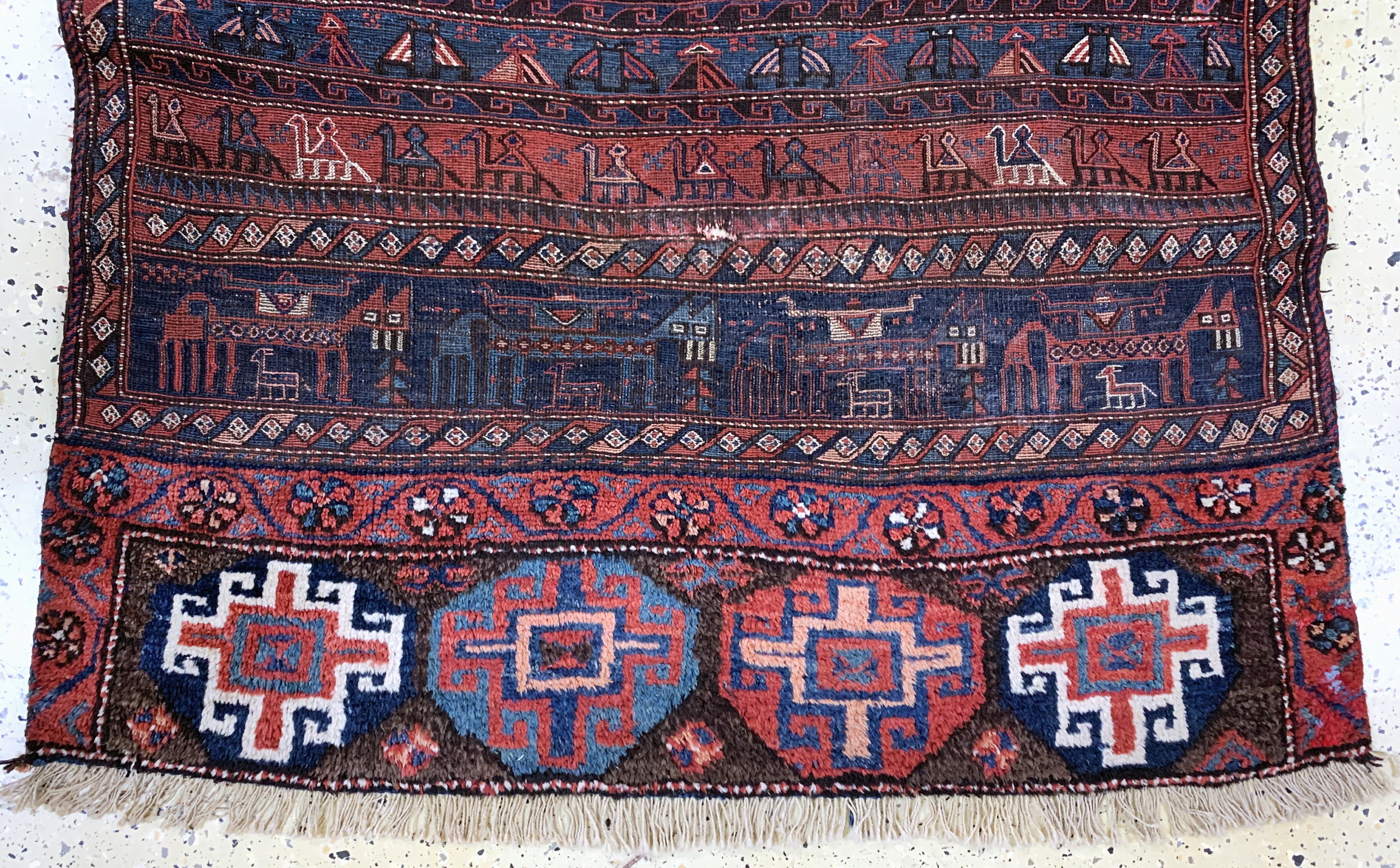 Detail c: "Khorjin"antik(geöffnet), Persien, um 1900,Wolle auf Wolle, ca. 180 x 125 cm, EHZ: 3, (kleines Loch)