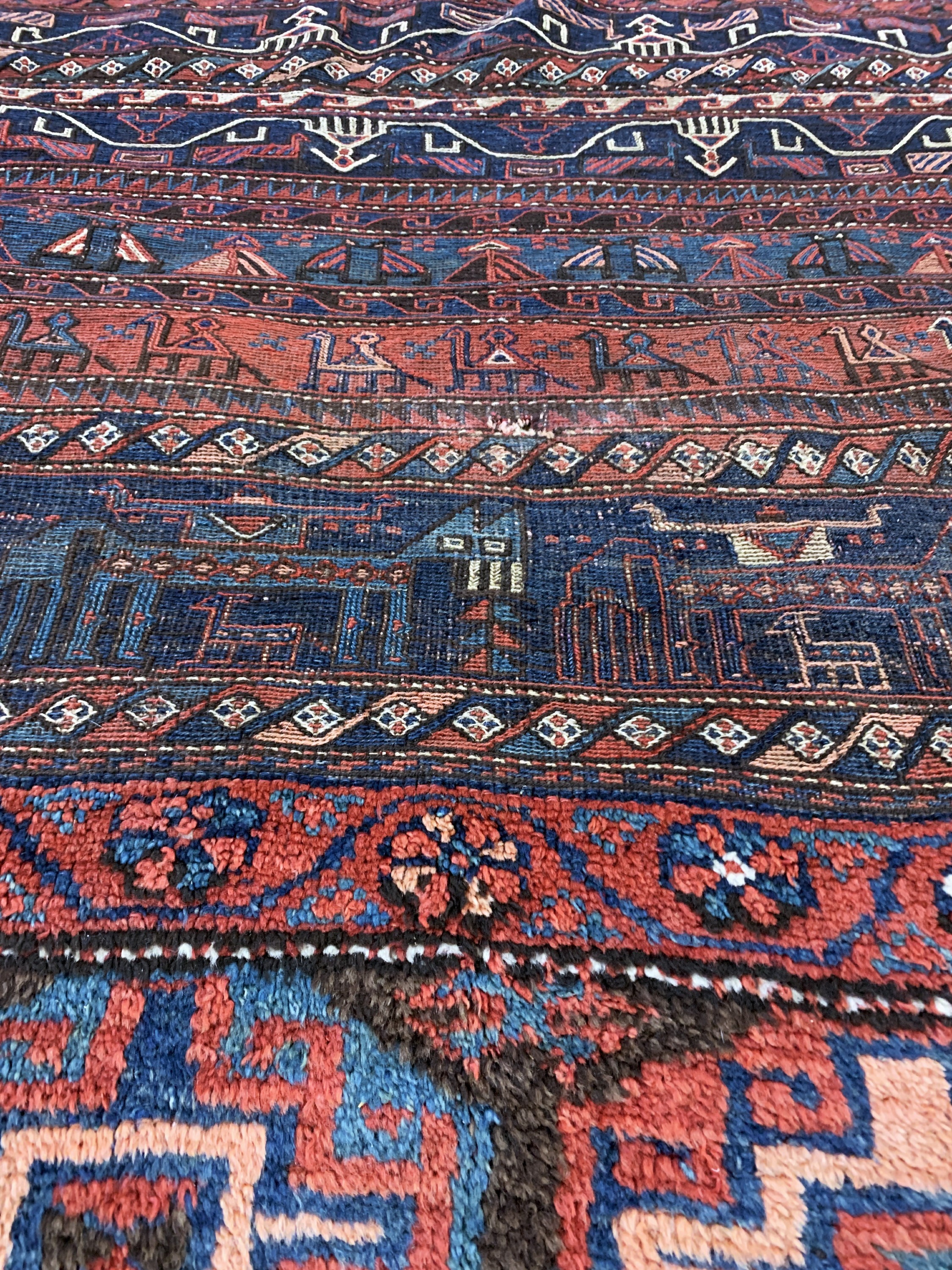 Detail d: "Khorjin"antik(geöffnet), Persien, um 1900,Wolle auf Wolle, ca. 180 x 125 cm, EHZ: 3, (kleines Loch)
