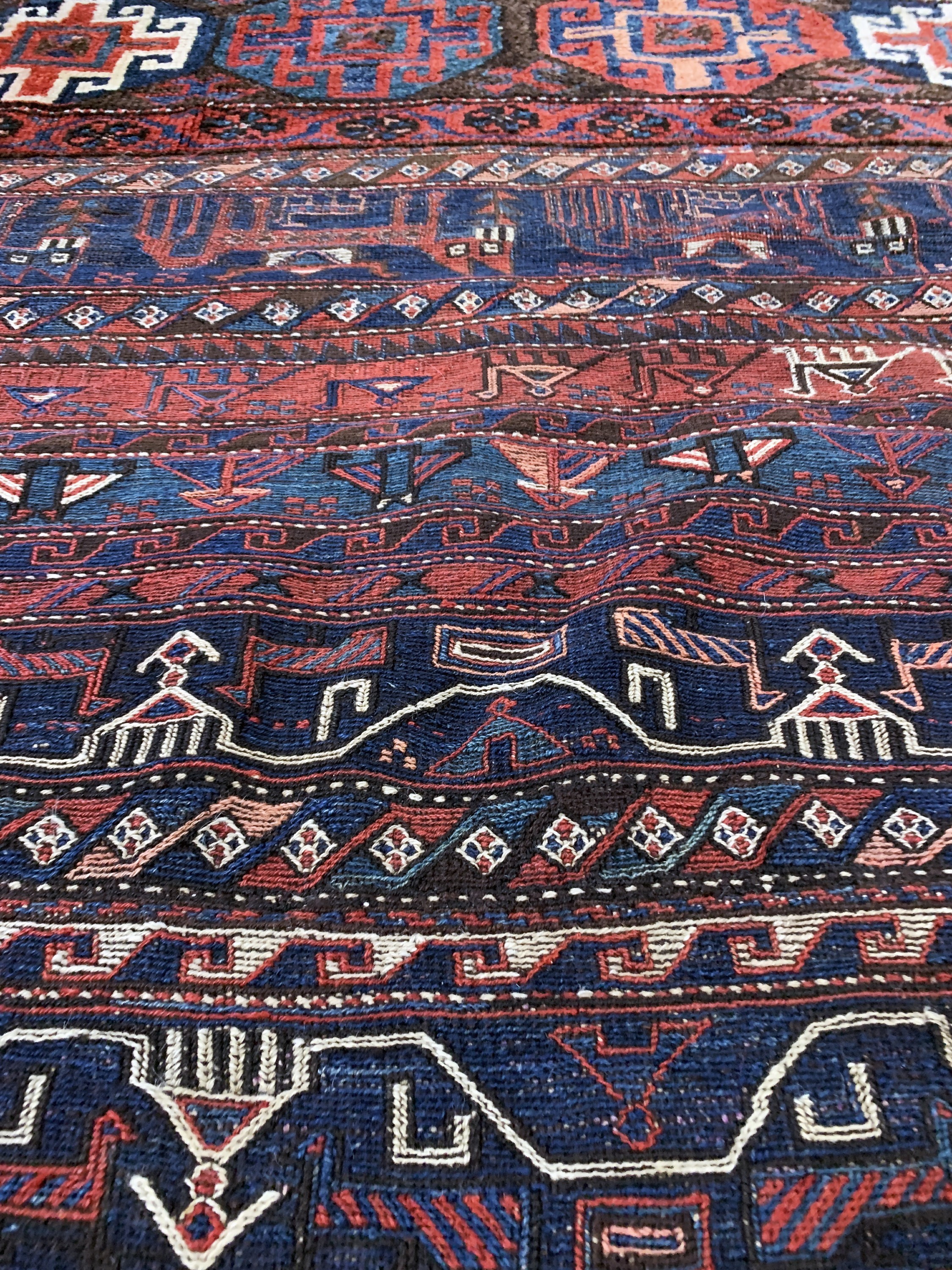 Detail e: "Khorjin"antik(geöffnet), Persien, um 1900,Wolle auf Wolle, ca. 180 x 125 cm, EHZ: 3, (kleines Loch)