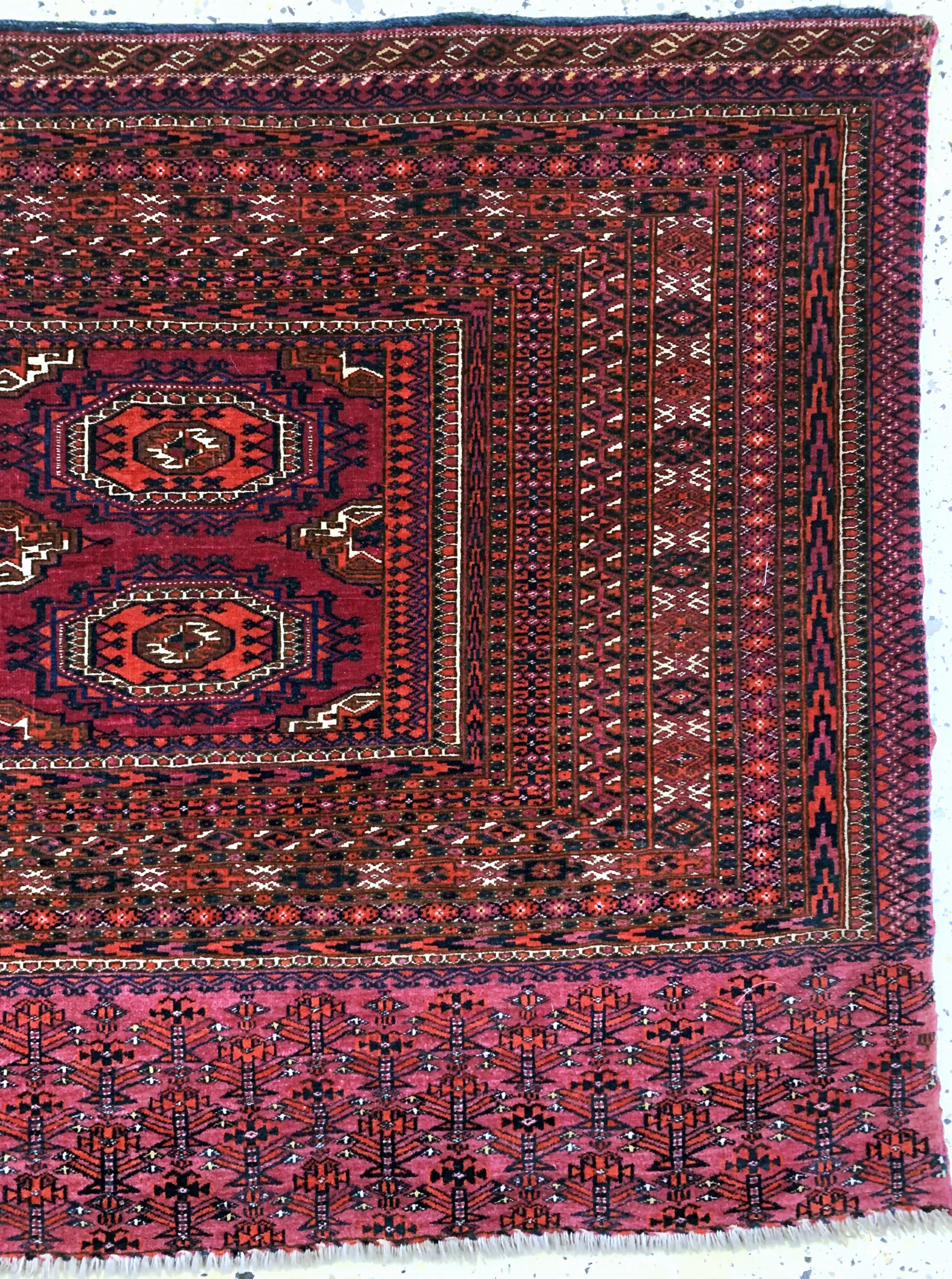 Detail a: Tekke Tschowal antik, Turkmenistan, um 1900, Wolle auf Wolle, ca. 150 x 80 cm, EHZ: 3-4
