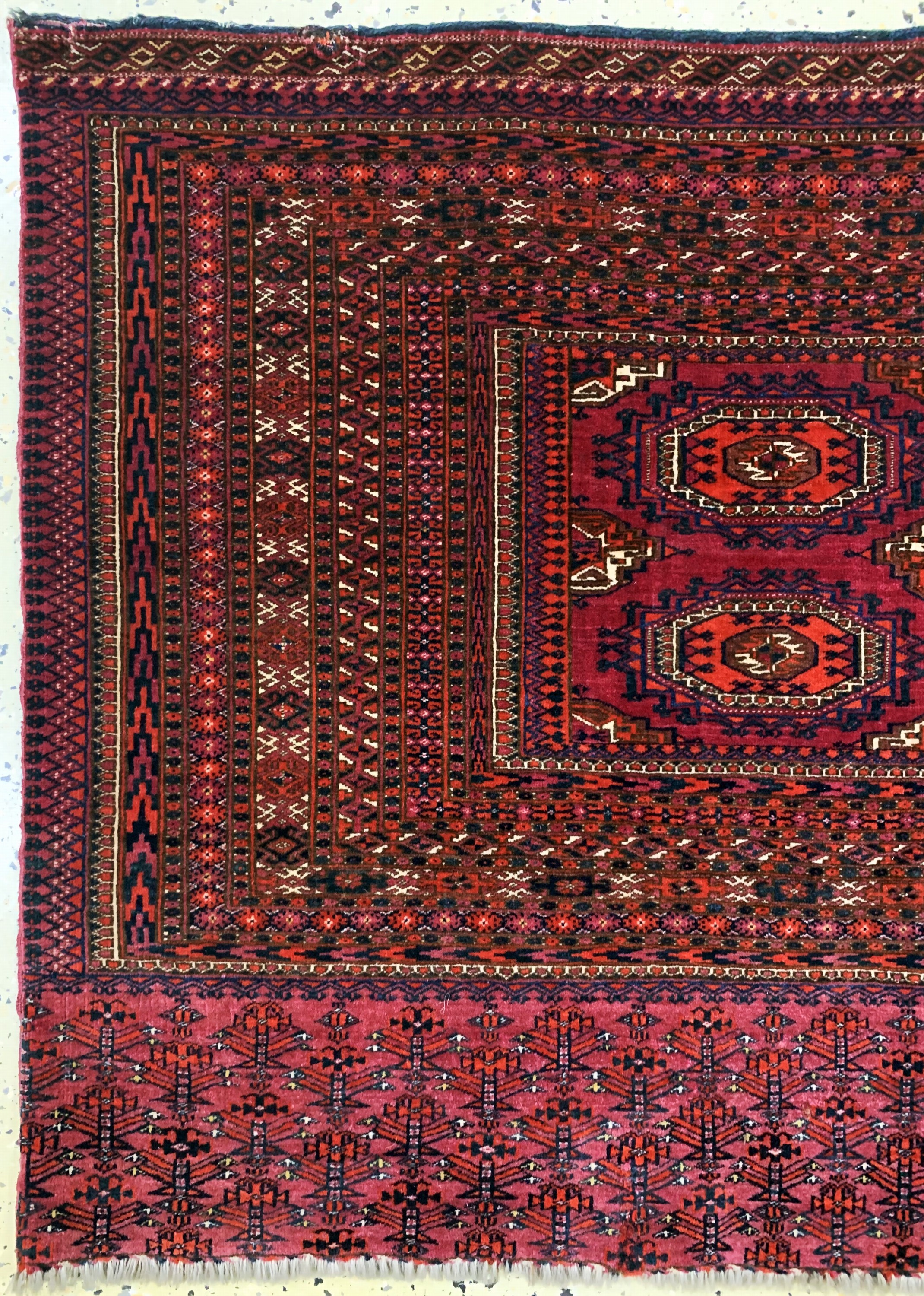 Detail c: Tekke Tschowal antik, Turkmenistan, um 1900, Wolle auf Wolle, ca. 150 x 80 cm, EHZ: 3-4