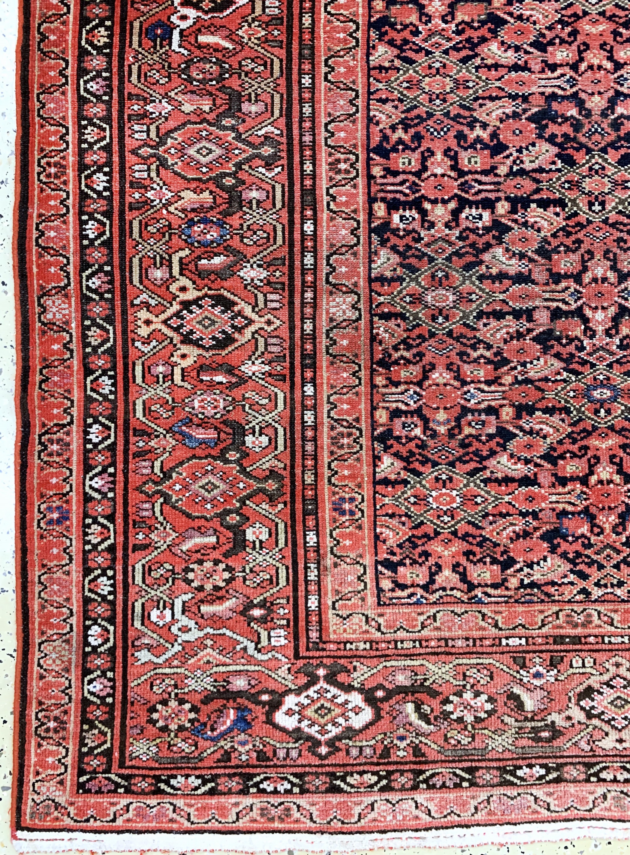 Detail b: Malayer antik, Persien, um 1900, Wolle auf Baumwolle, ca. 334 x 156 cm, verkürzt, EHZ: 3