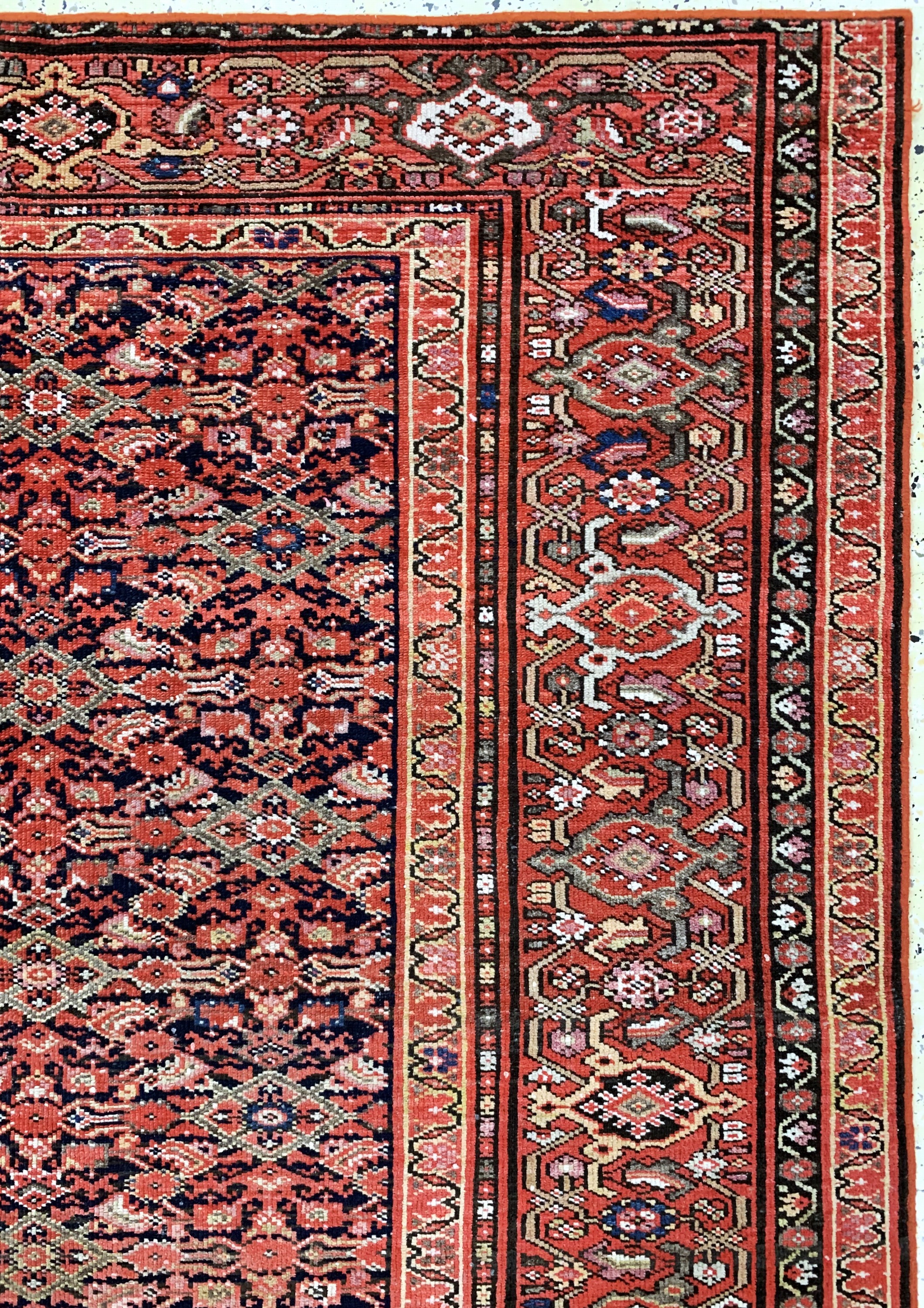 Detail e: Malayer antik, Persien, um 1900, Wolle auf Baumwolle, ca. 334 x 156 cm, verkürzt, EHZ: 3