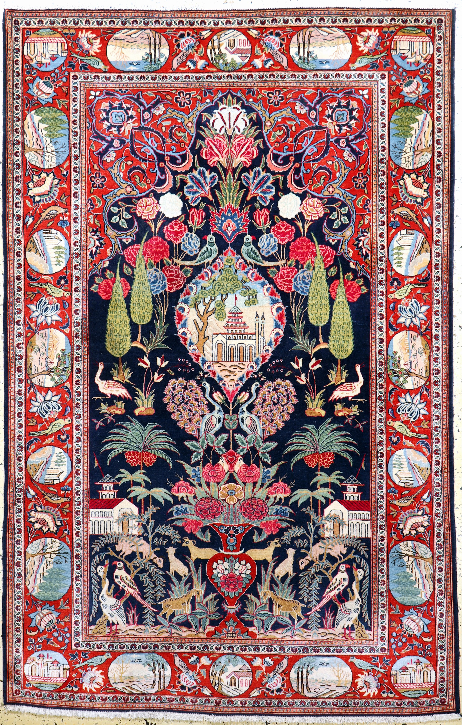Keschan fein alt, Persien, Anfang 20.Jhd, Korkwolle auf Baumwolle, ca. 202 x 132 cm, EHZ: 2