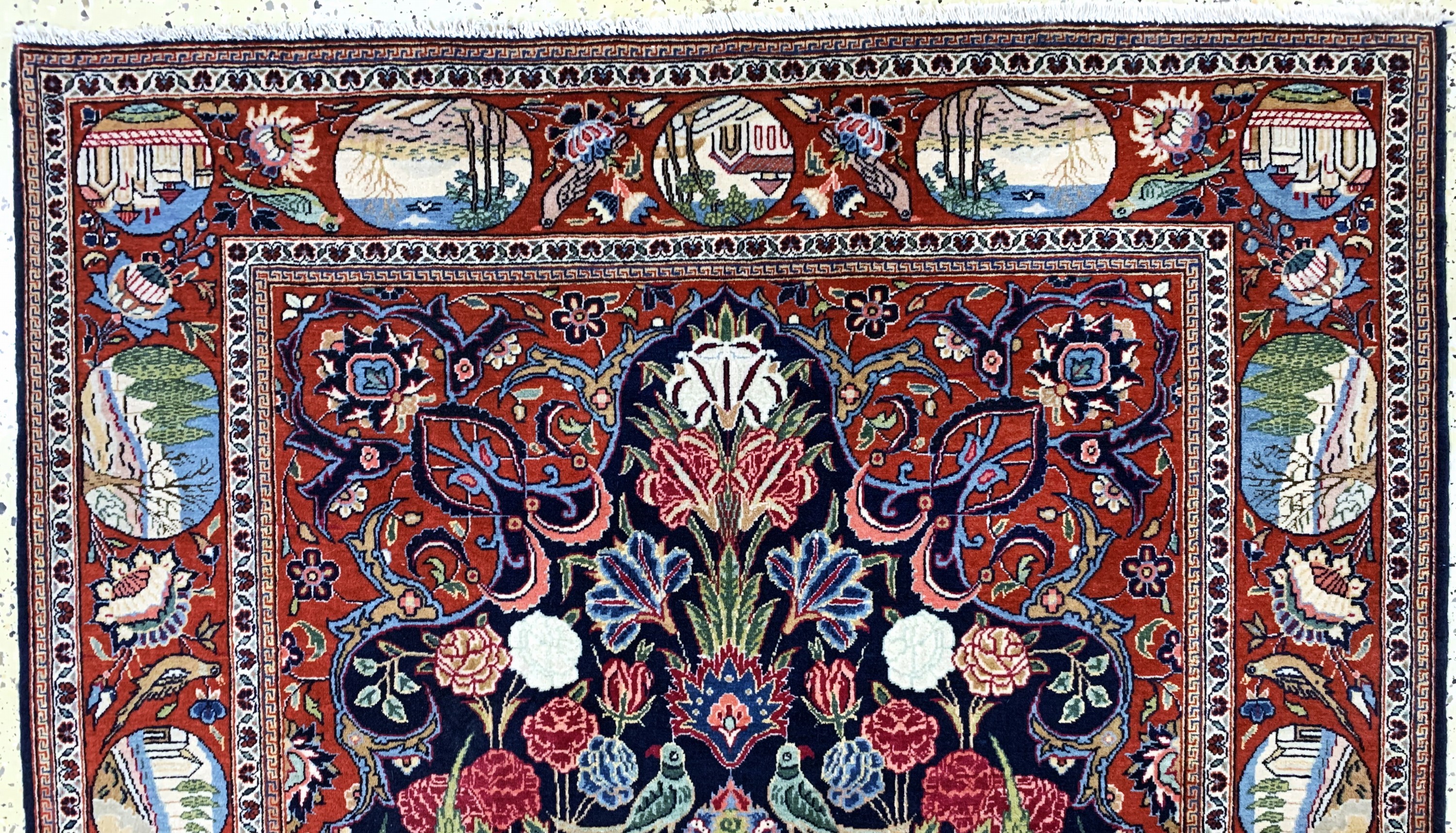 Detail a: Keschan fein alt, Persien, Anfang 20.Jhd, Korkwolle auf Baumwolle, ca. 202 x 132 cm, EHZ: 2