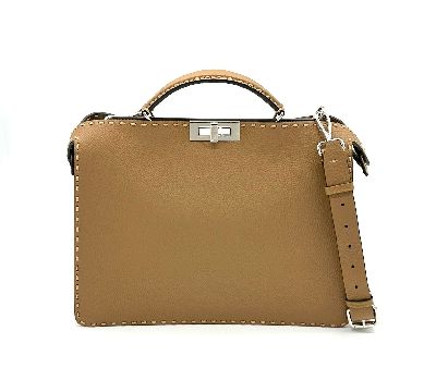 FENDI Tan Selleria Peekaboo Businesstasche