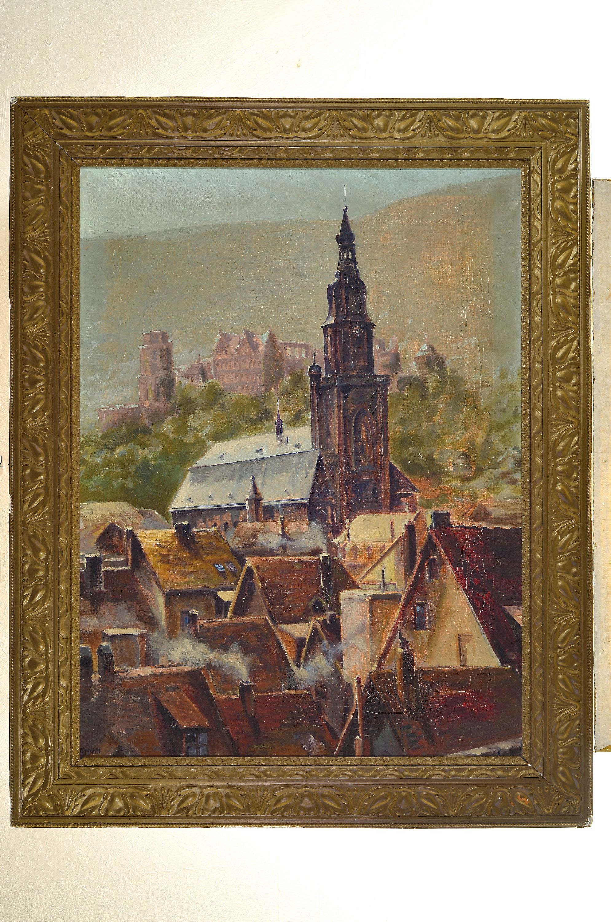 Detail k: L. Kunstmann, Maler der 1. Hälfte des 20. Jh., Ansicht von Heidelberg im Winter, Öl/Lwd, links unten sign., Keilrahmen sek., ca. 82x62cm, R. ca. ...