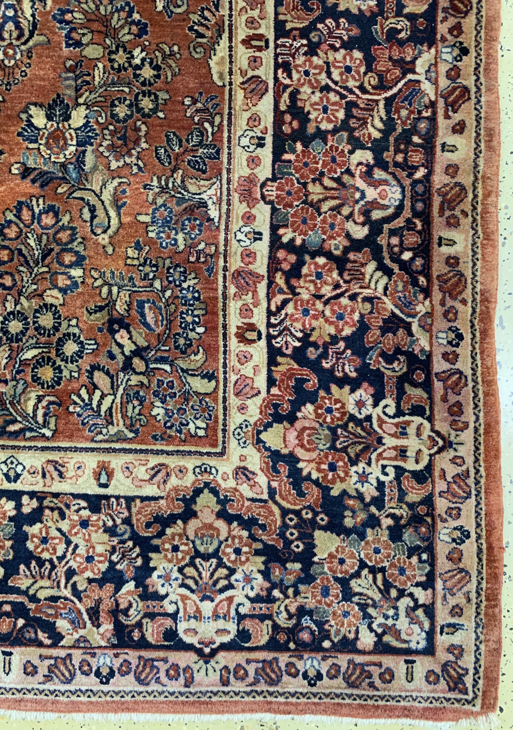 Detail a: Us Re-Import Sarogh antik, Persien, um 1900, Wolle auf Baumwolle, ca. 350 x 273 cm, EHZ: 2, (Eck leicht beschädigt).