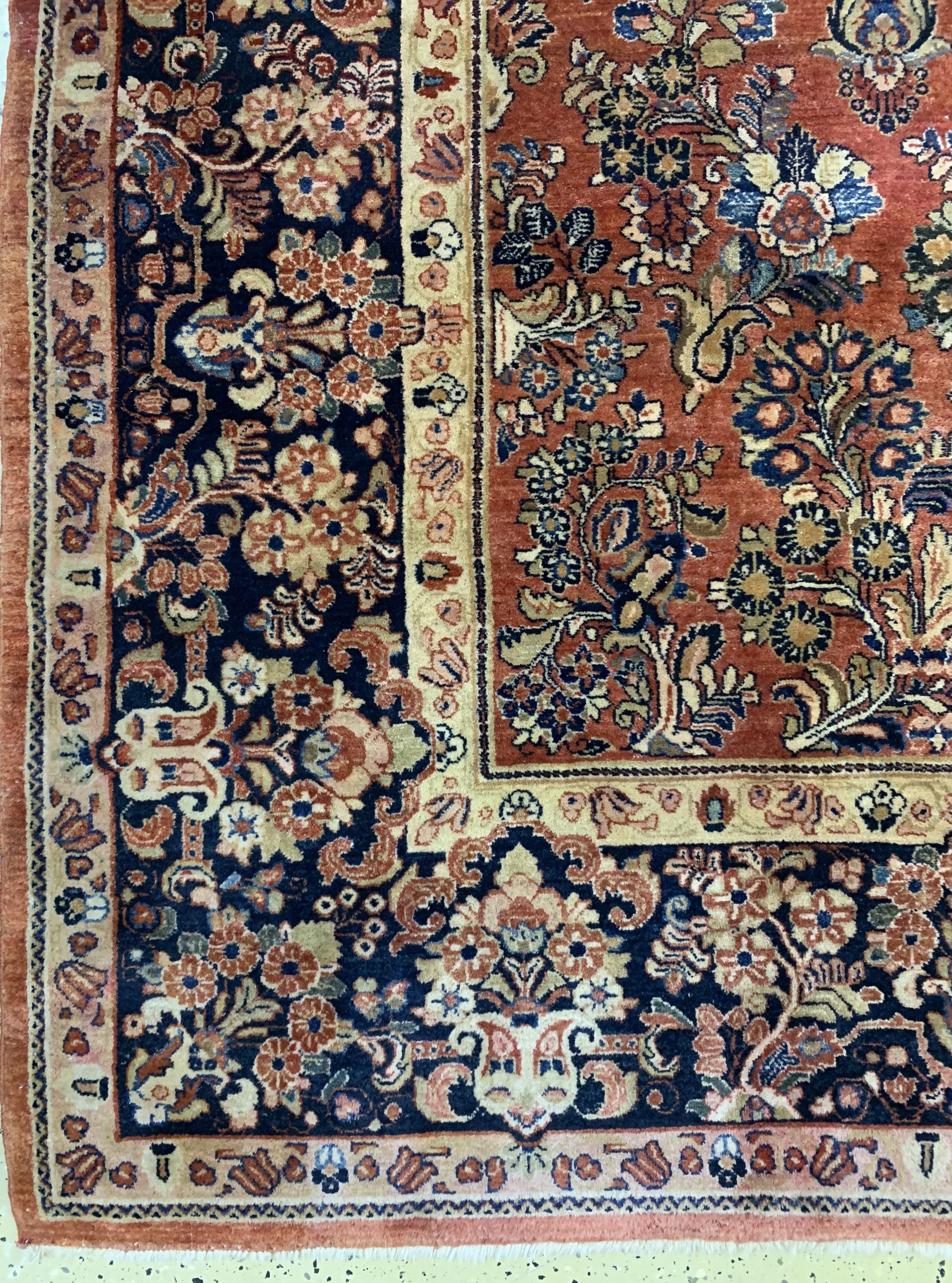 Detail b: Us Re-Import Sarogh antik, Persien, um 1900, Wolle auf Baumwolle, ca. 350 x 273 cm, EHZ: 2, (Eck leicht beschädigt).