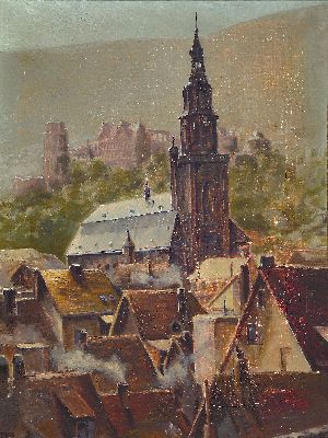 Image 26943820 - L. Kunstmann, Maler der 1. Hälfte des 20. Jh., Ansicht von Heidelberg im Winter, ...