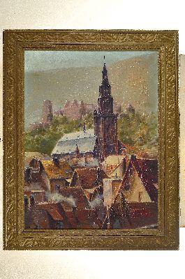 26943820k - L. Kunstmann, Maler der 1. Hälfte des 20. Jh., Ansicht von Heidelberg im Winter, ...