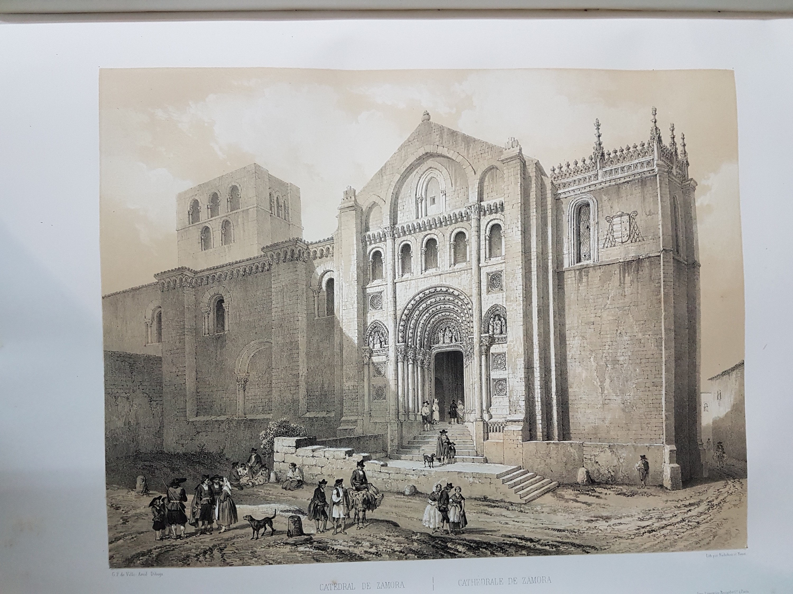 Detail a: Genaro Perez de Villa-Amil: Espana Artistica y Monumental, Alberto Hauser 1842, 3 Bände, prachtvolle lithographische Ansichtenfolge von Städten, ...