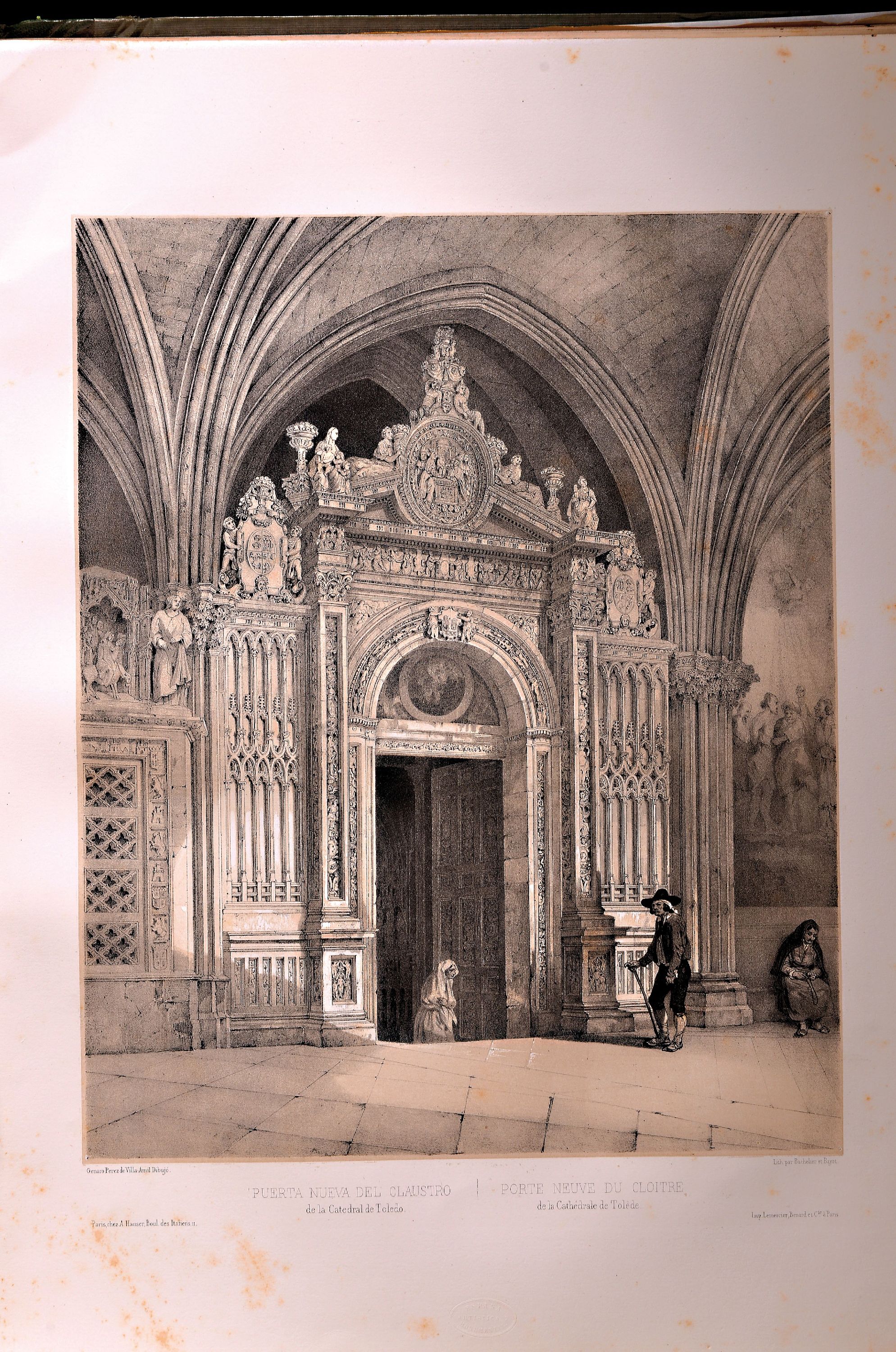 Detail c: Genaro Perez de Villa-Amil: Espana Artistica y Monumental, Alberto Hauser 1842, 3 Bände, prachtvolle lithographische Ansichtenfolge von Städten, ...