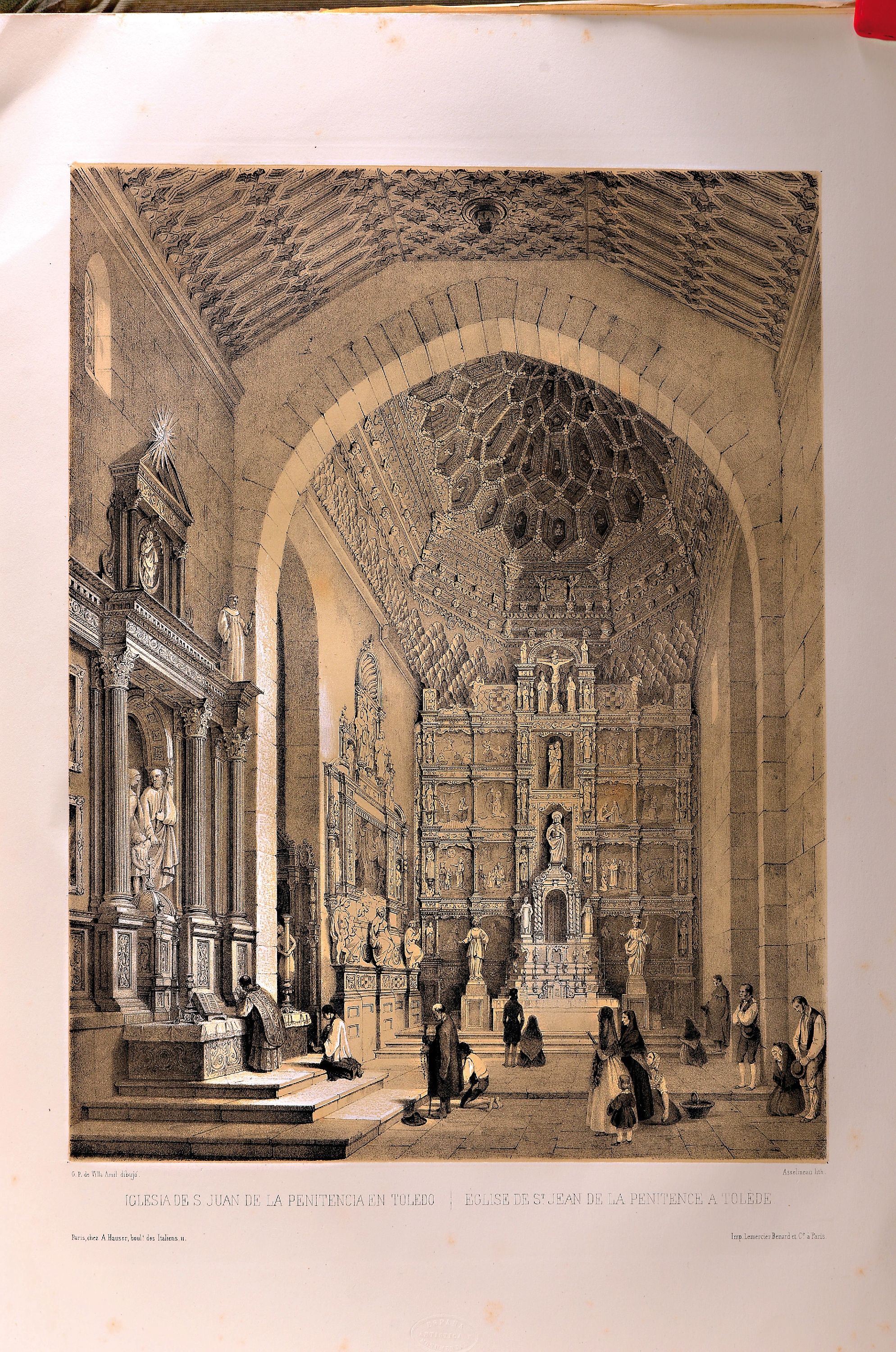 Detail d: Genaro Perez de Villa-Amil: Espana Artistica y Monumental, Alberto Hauser 1842, 3 Bände, prachtvolle lithographische Ansichtenfolge von Städten, ...