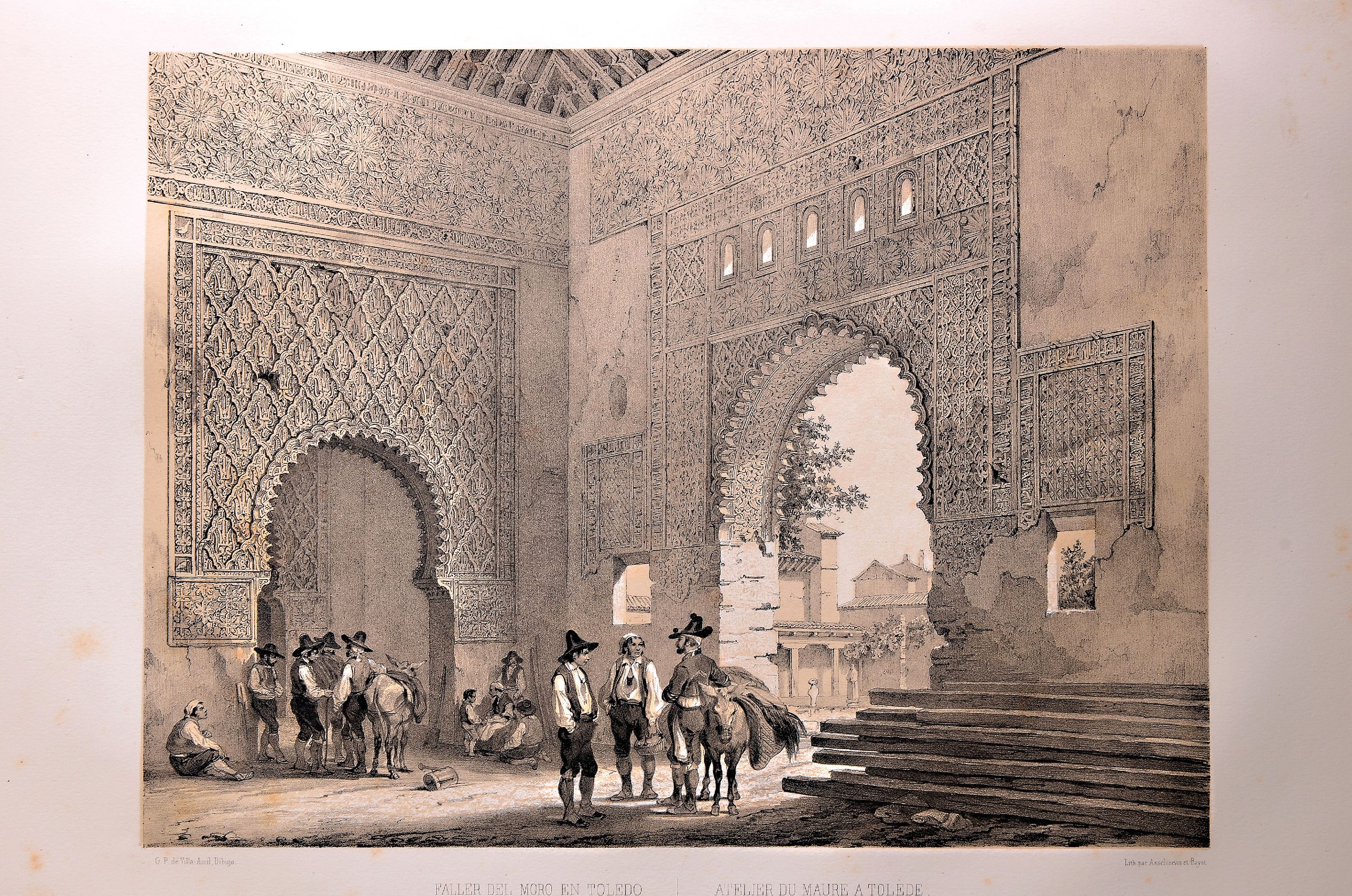 Detail e: Genaro Perez de Villa-Amil: Espana Artistica y Monumental, Alberto Hauser 1842, 3 Bände, prachtvolle lithographische Ansichtenfolge von Städten, ...