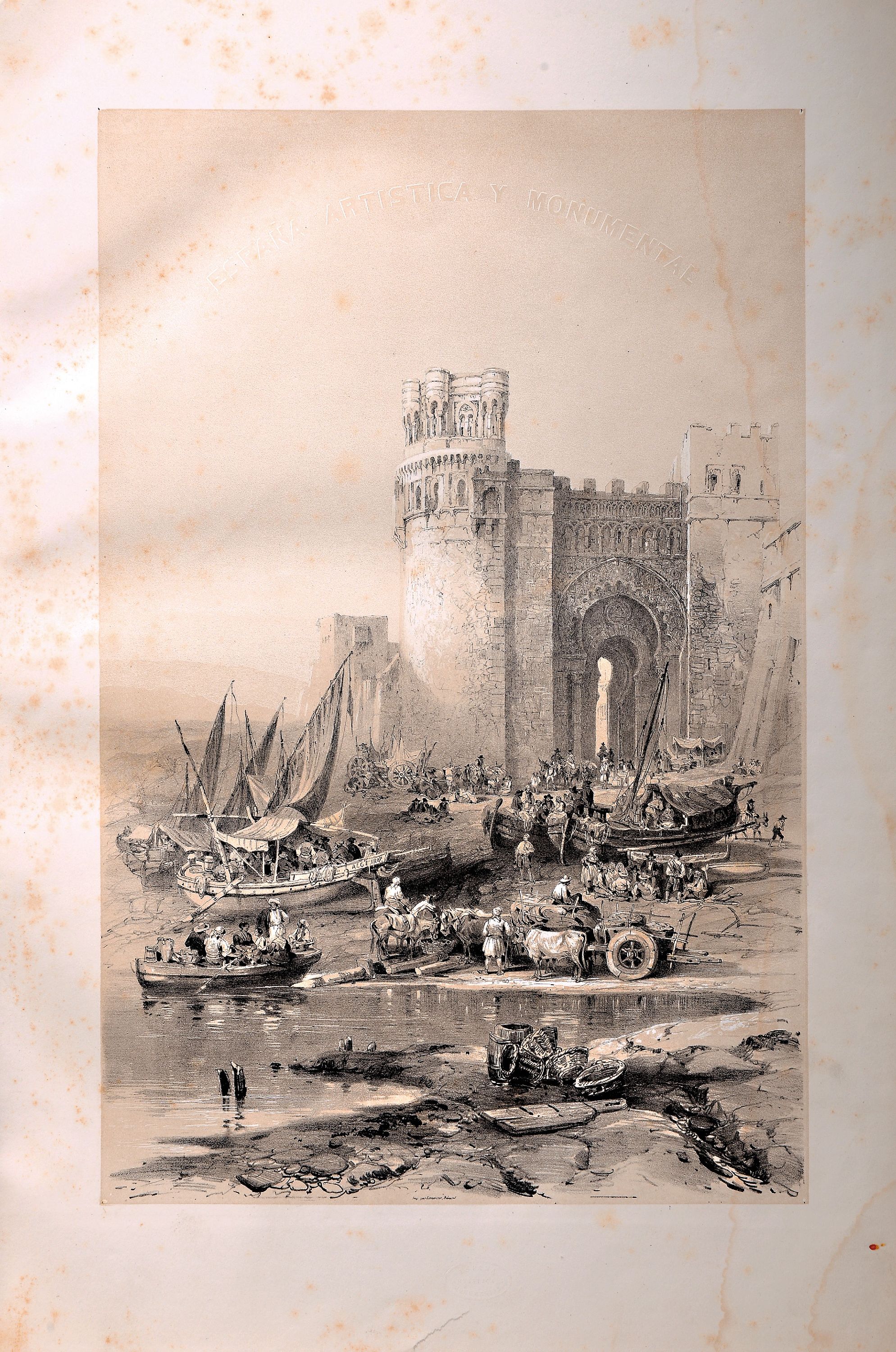 Detail f: Genaro Perez de Villa-Amil: Espana Artistica y Monumental, Alberto Hauser 1842, 3 Bände, prachtvolle lithographische Ansichtenfolge von Städten, ...
