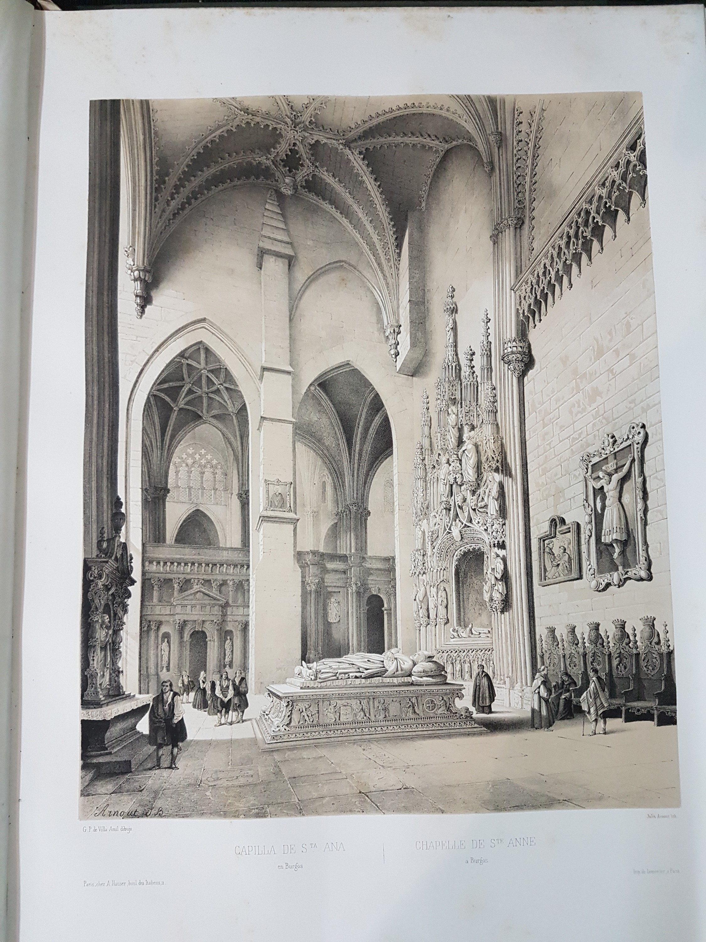 Detail s: Genaro Perez de Villa-Amil: Espana Artistica y Monumental, Alberto Hauser 1842, 3 Bände, prachtvolle lithographische Ansichtenfolge von Städten, ...