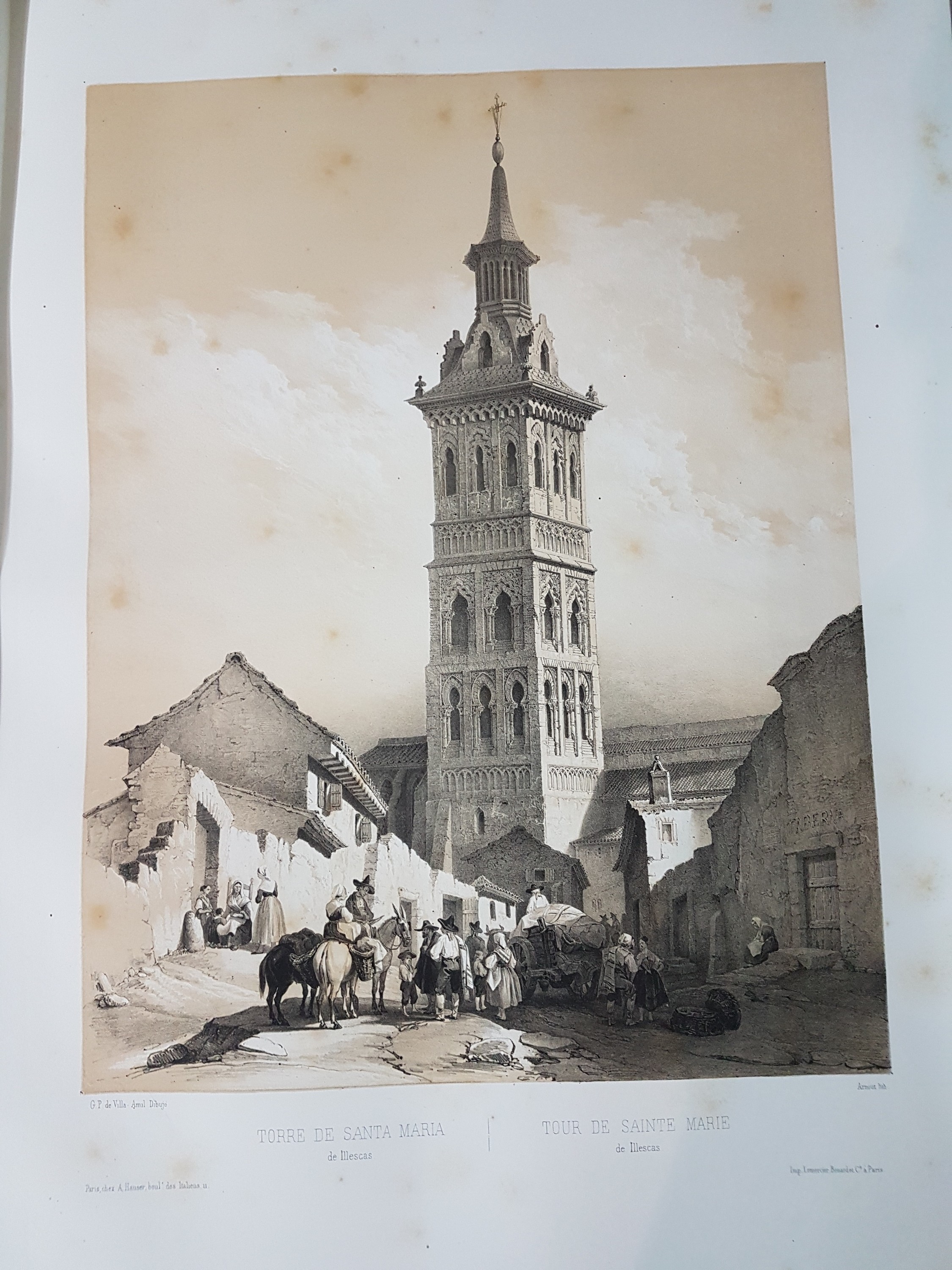 Detail u: Genaro Perez de Villa-Amil: Espana Artistica y Monumental, Alberto Hauser 1842, 3 Bände, prachtvolle lithographische Ansichtenfolge von Städten, ...