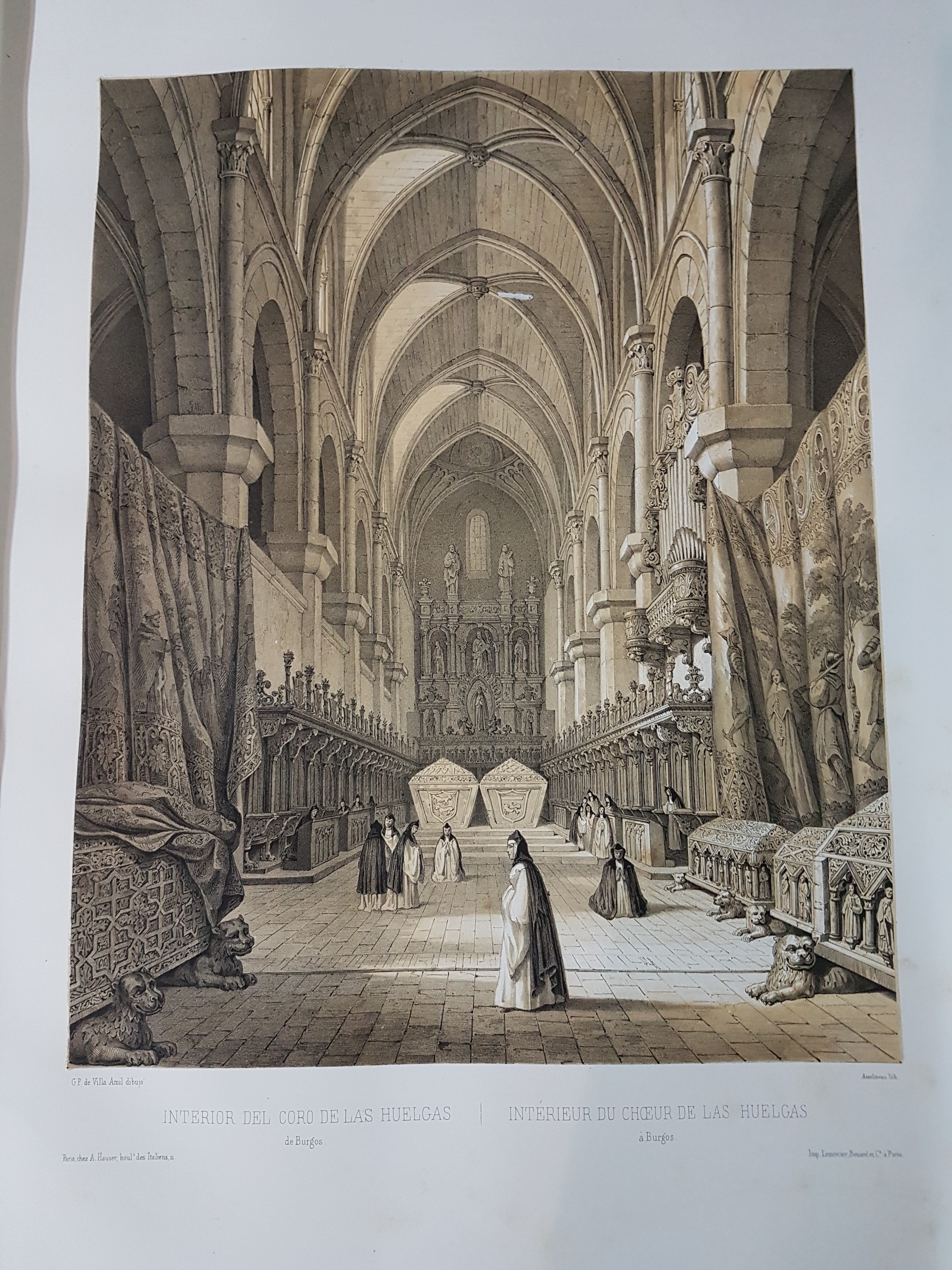 Detail v: Genaro Perez de Villa-Amil: Espana Artistica y Monumental, Alberto Hauser 1842, 3 Bände, prachtvolle lithographische Ansichtenfolge von Städten, ...