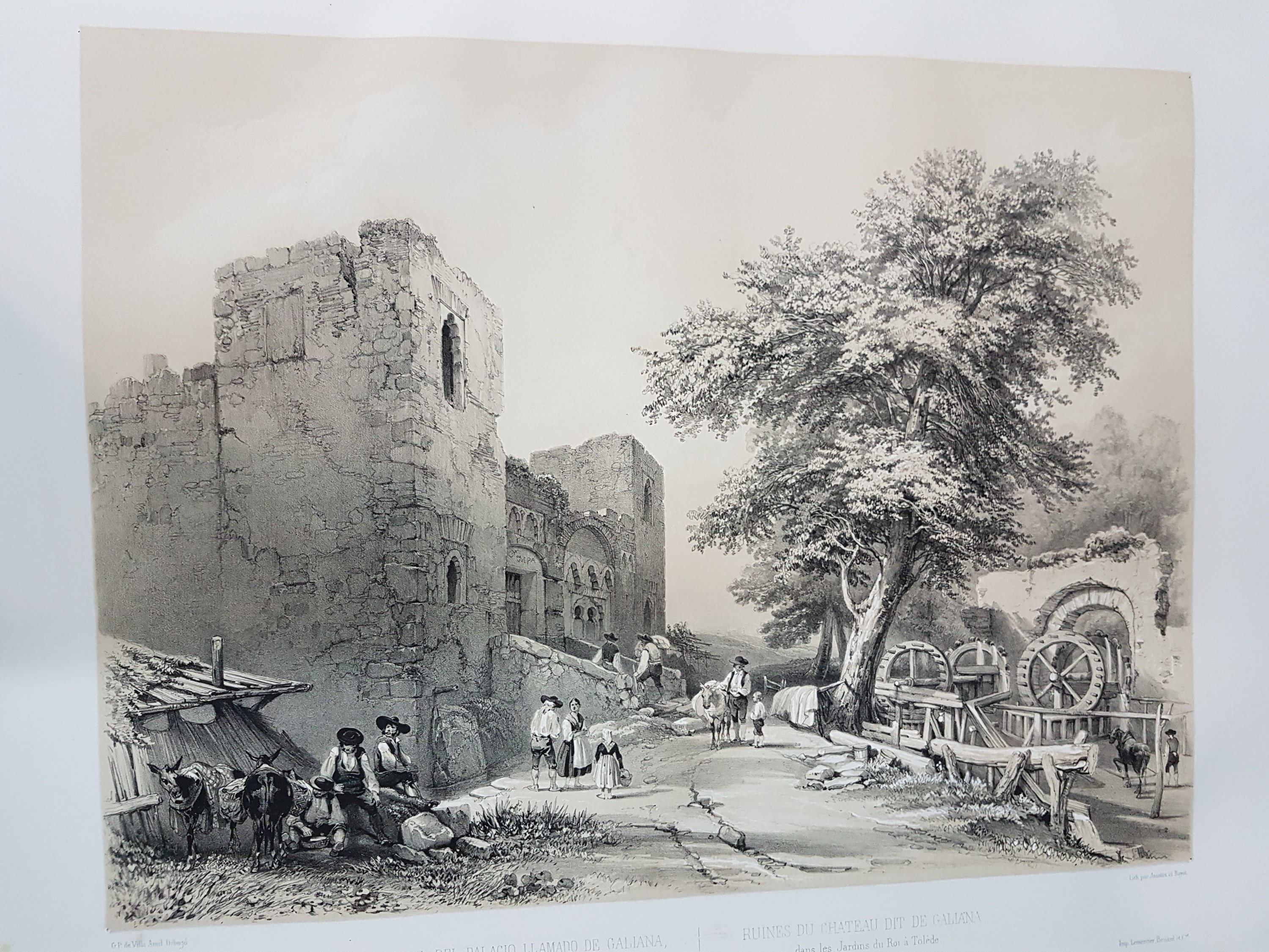 Detail w: Genaro Perez de Villa-Amil: Espana Artistica y Monumental, Alberto Hauser 1842, 3 Bände, prachtvolle lithographische Ansichtenfolge von Städten, ...