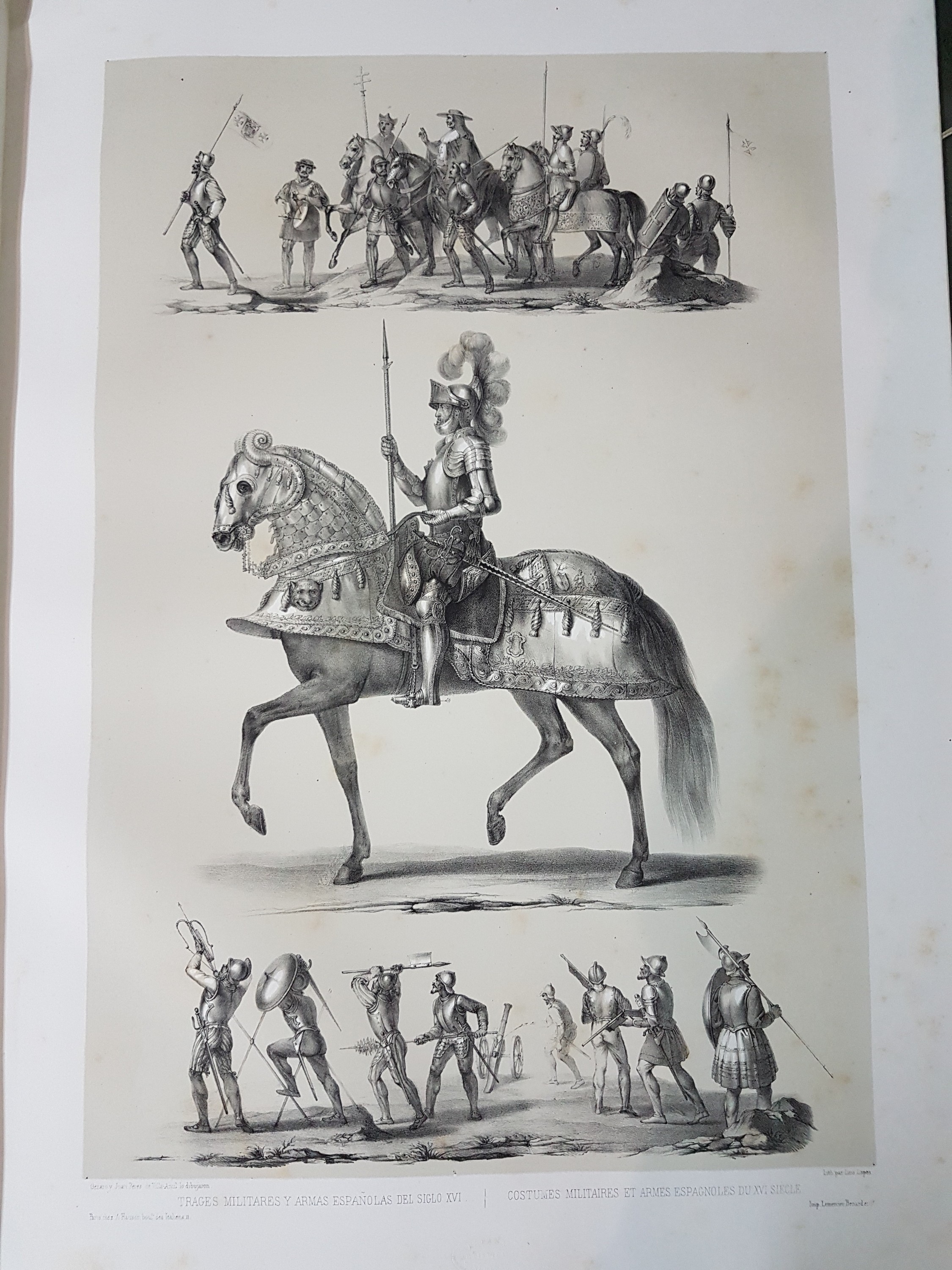 Detail x: Genaro Perez de Villa-Amil: Espana Artistica y Monumental, Alberto Hauser 1842, 3 Bände, prachtvolle lithographische Ansichtenfolge von Städten, ...