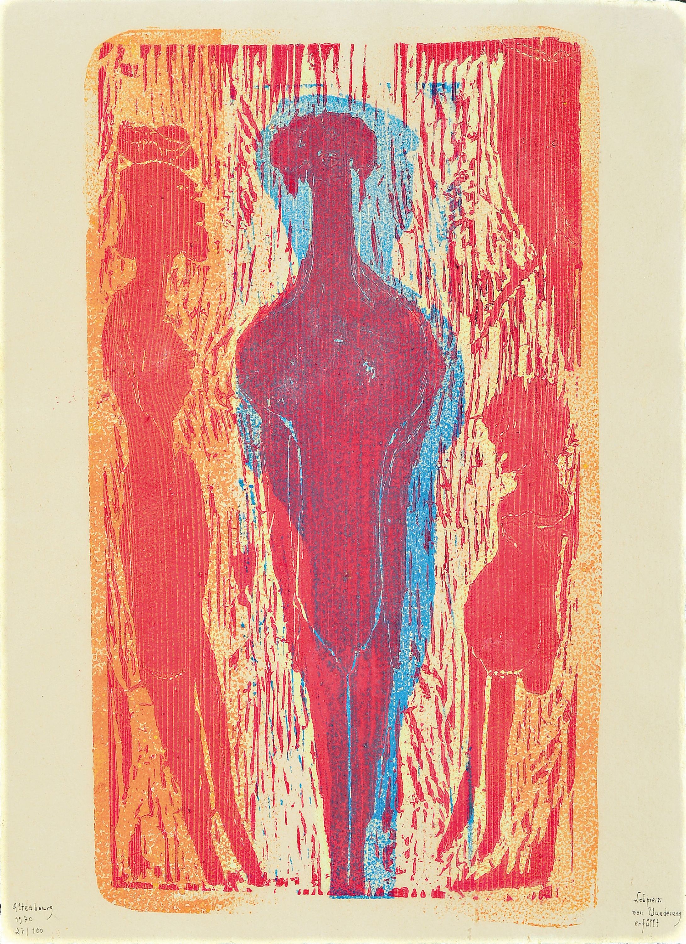 Gerhard Altenbourg,1926-1989 Lobpreis: von Wunderung erfüllt, Litho, bez. dat. 1970, bezeichnet, Prägestempel, num. 27/100, 37.5 x 27.5 cm, unter ...