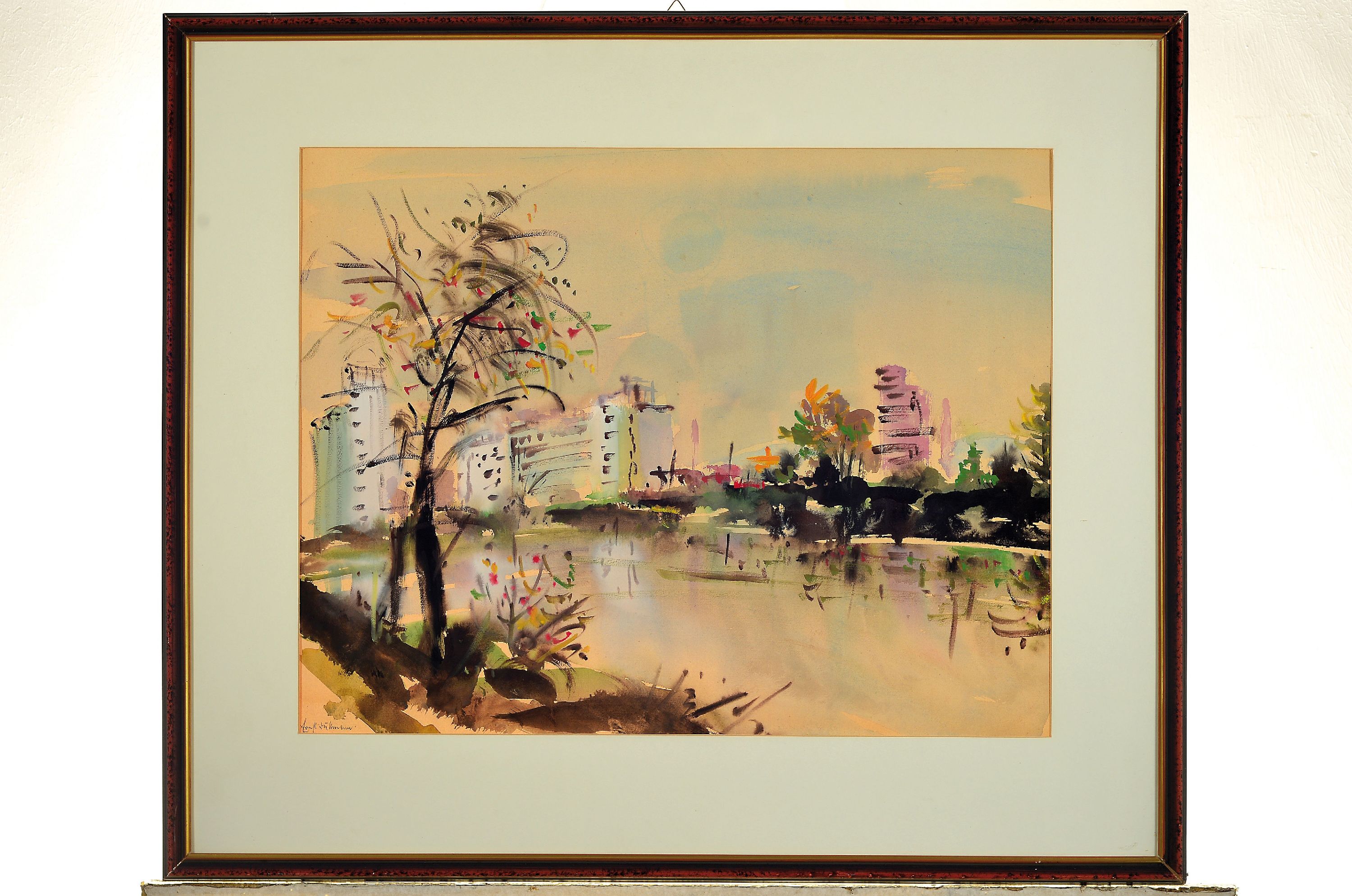 Detail l: Ernst Duttmann, 1904-1985 Hameln, 2 Aquarelle: "Port Arthur Kanada", links unten betitelt und sign., dat. 1967, ca. 44x59cm, PP, u.Gl., R. ...