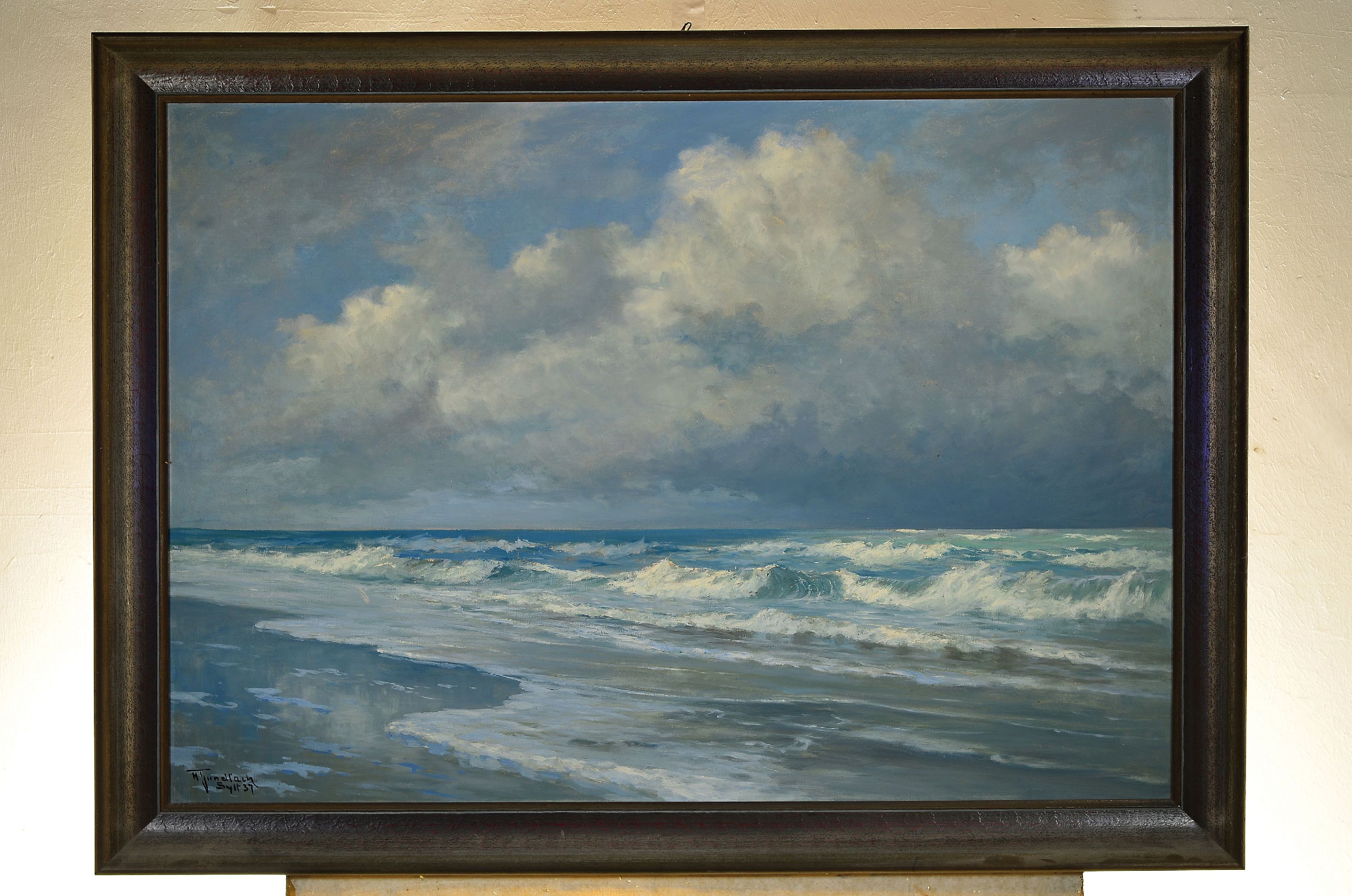 Detail k: Henry Gundlach, 1884 - 1965, Strandansicht, Öl/Lwd, signiert, Sylt 37, 100 x 70 cm, Rahmen