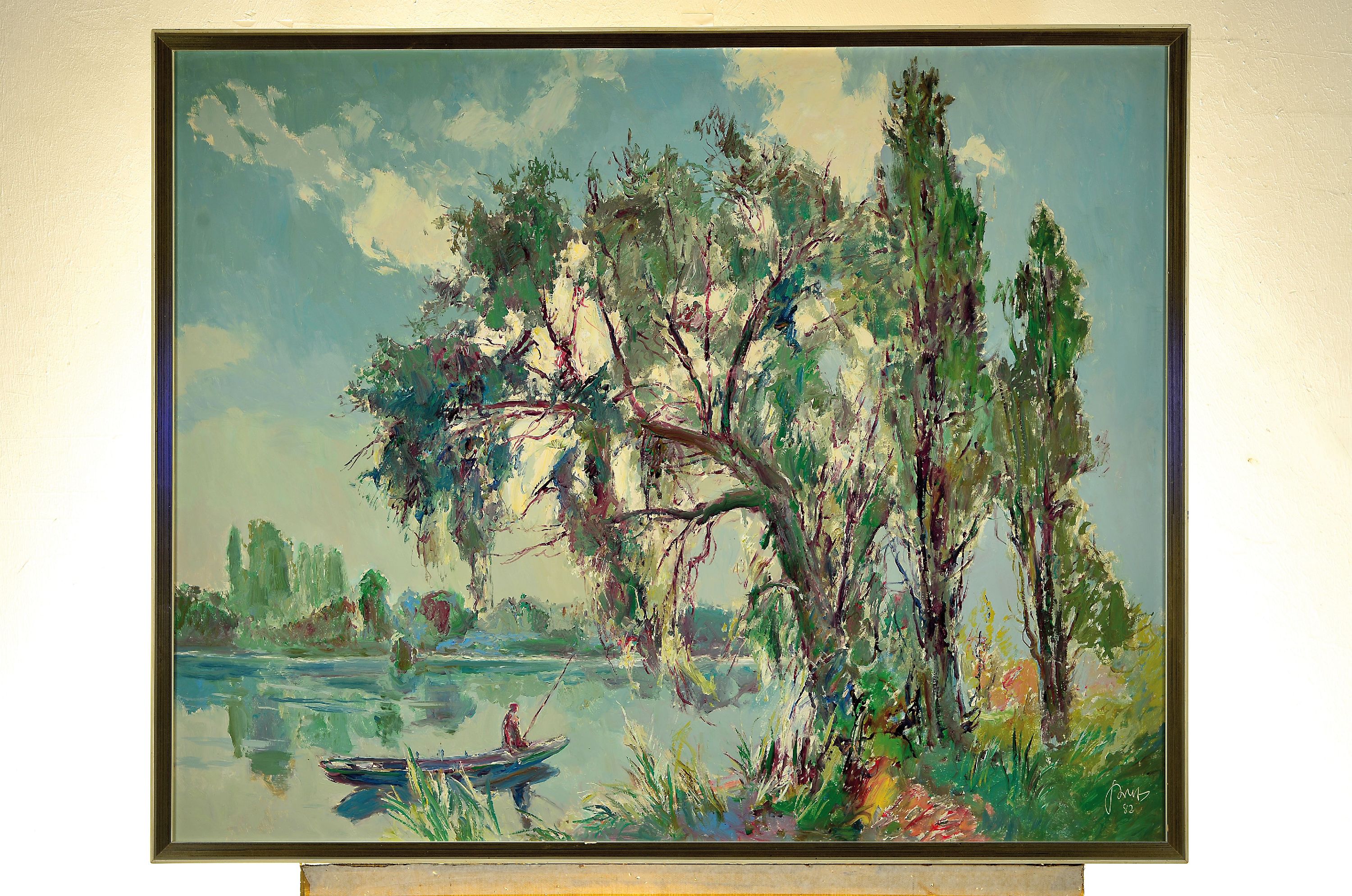 Detail k: Karl Graf, 1902 Rothenburg-1986 Speyer, Am Altrhein, Öl/Hartfaser, rechts unten sign. und dat. 1982, rückseitig betitelt, ca. 80x 100cm, R.