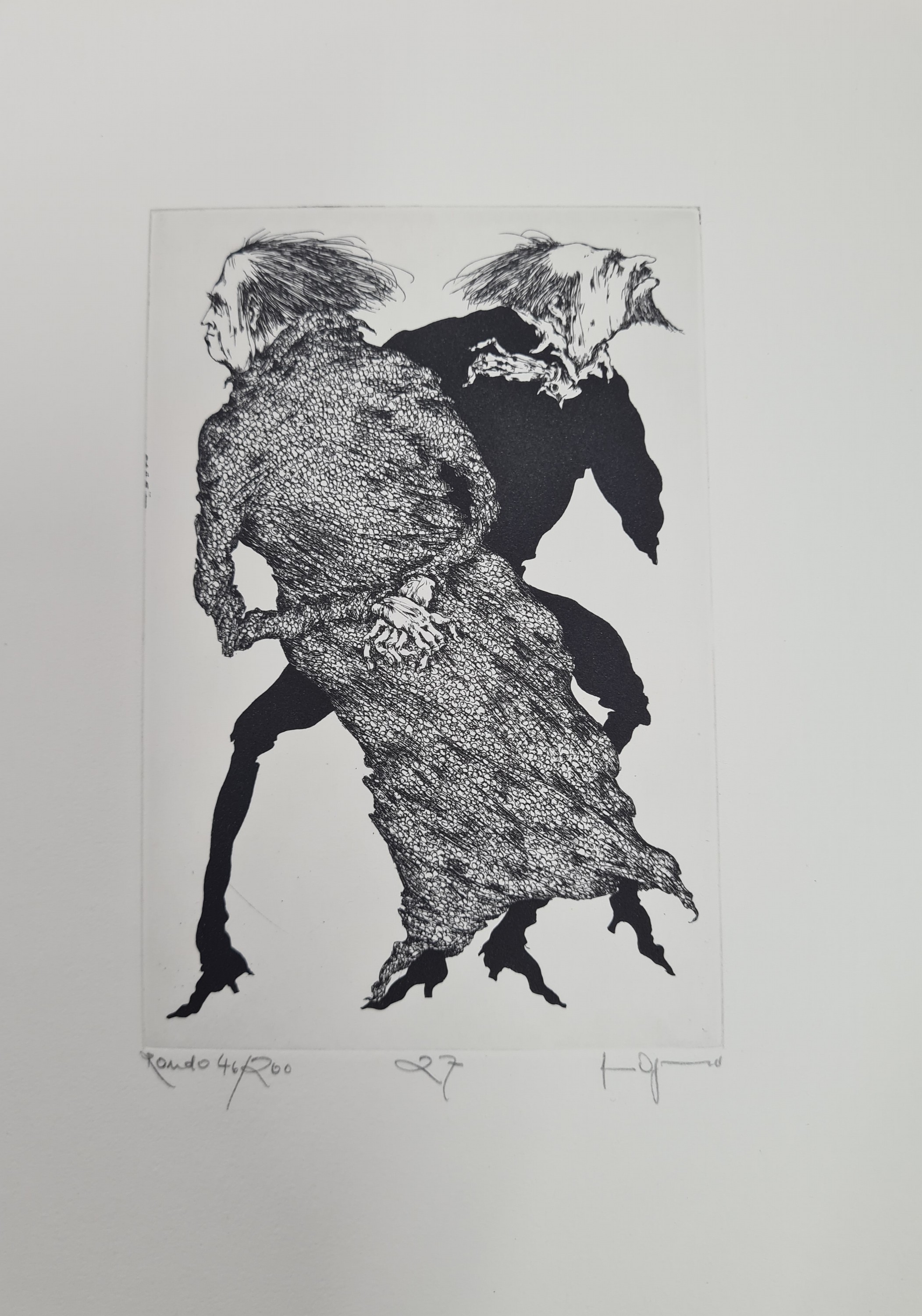Detail i: Gertrude Degenhardt, geb. 1940, Rondo-von Tänzern und Musikanten, Mappe mit 44 handsignierten Aquatinta-Radierungen, num. 46/200, Blattgr. ca. ...