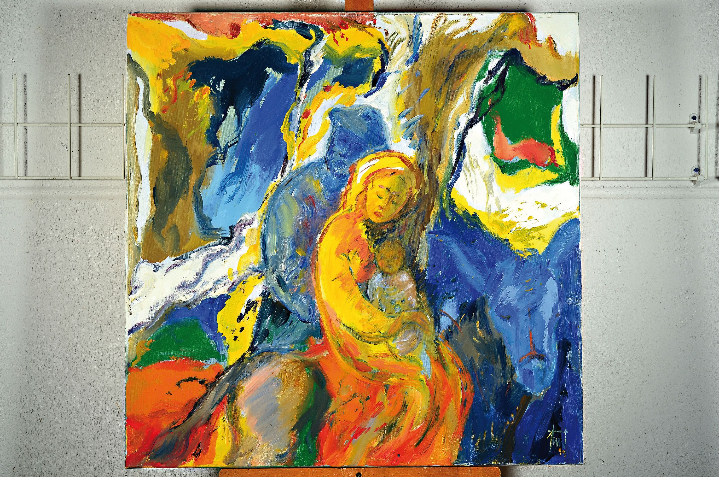 Detail k: Georg Günther Zeuner, 1923 Dresden-2011 Speyer, Auf der Flucht, Acryl auf Lwd, rechts unten sign. und dat. 1999, verso auf dem keilrahmen betitelt, ...