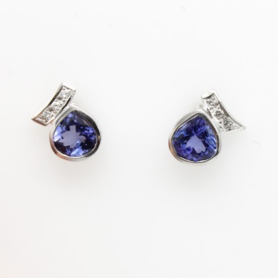 Image Paar Ohrstecker mit Tansaniten und Brillanten, WG 585/000, 2 Tansanite zus. ca. 2.7 ct, ...