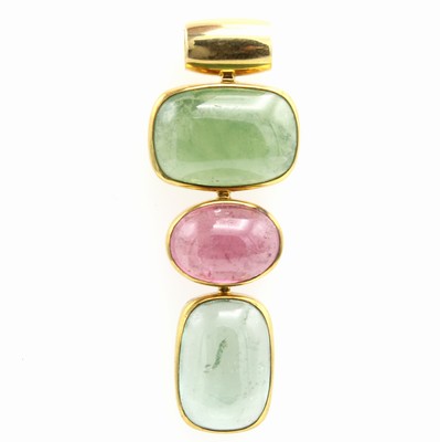 Image Anhänger mit Turmalinen und Peridot, GG 585/000, blau-grüner u. ...
