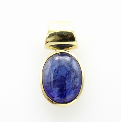 Image Anhänger mit Tansanit, GG 585/000, Tansanit-cabochon ca. 11.85 ct Schätzpreis: ...