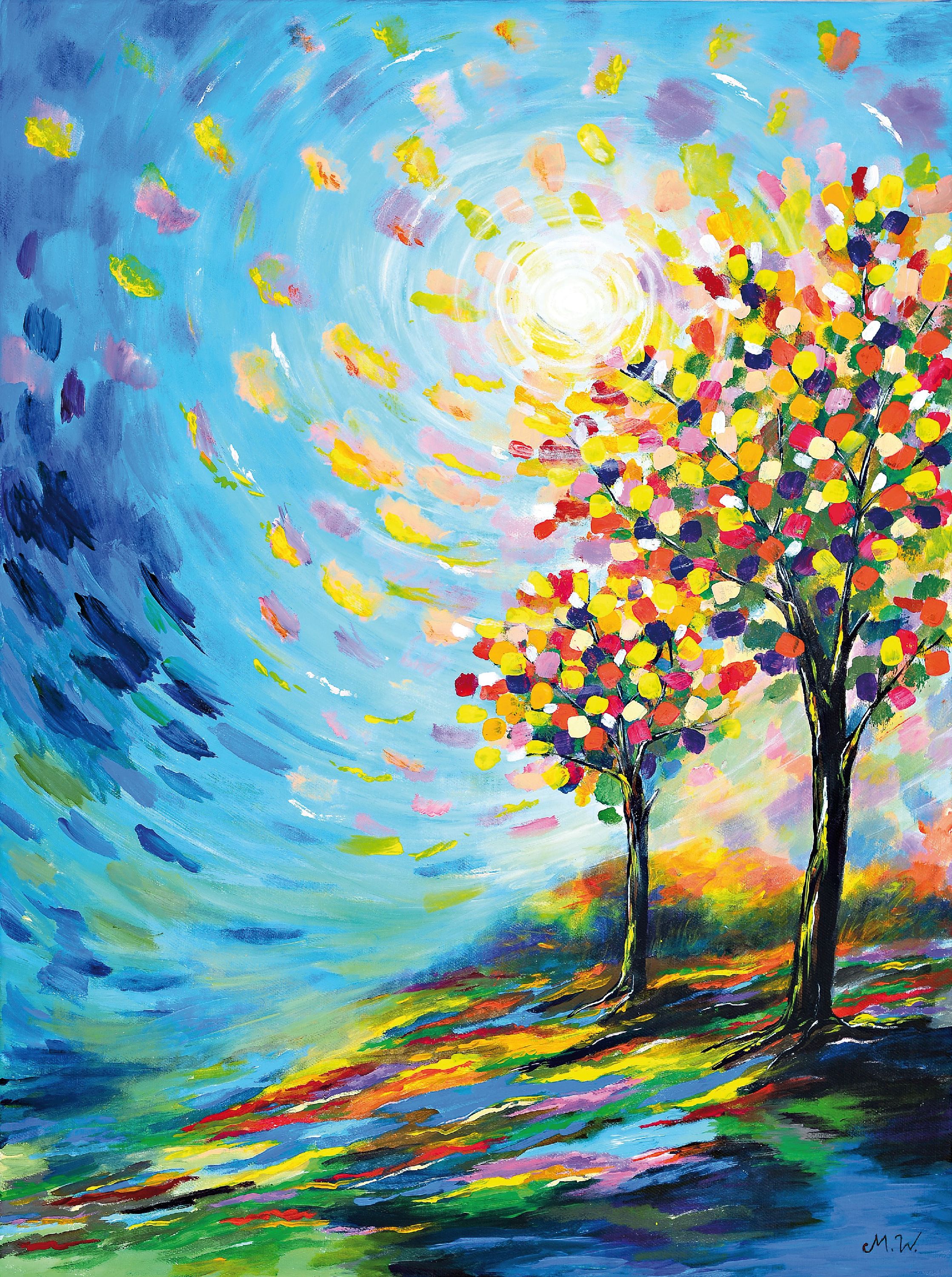 Maria Winter, geb. St. Petersburg, lebt und arbeitet in Deutschland, Der Herbstwind, Acryl/Lwd, rechts unten monogr., rückseitig betitelt und sign., ...