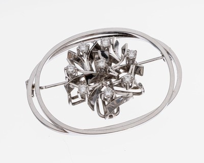 Image 26945274 - 18 kt Gold Brillant-Brosche, WG 750/00, qualitätvolle Verarbeitung, oval, bewegl. ...