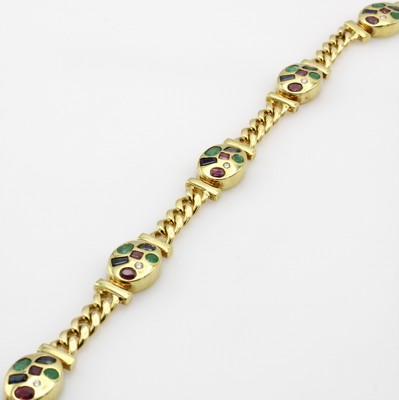 Image 26945317 - Armband mit Farbsteinen und Brillanten, GG 585/000, Saphire, Rubine u. Smaragde, 5 ...