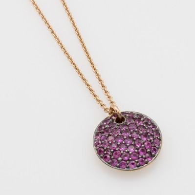 Image Anhänger mit Saphiren an Kette, RG 750/000, pinkf. Saphire in geschwärzten ...