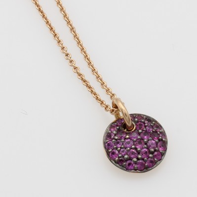 Image Anhänger mit Saphiren an Kette, RG 750/000, pinkf. Saphire in geschwärzten ...