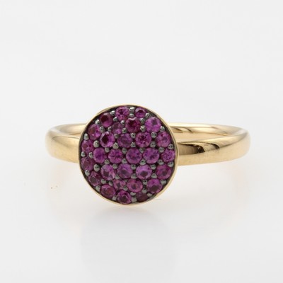 Image Ring mit Saphiren, RG 750/000, runder Ring- kopf bes. m. pinkf. Saphiren zus. ca. 0.50 ...