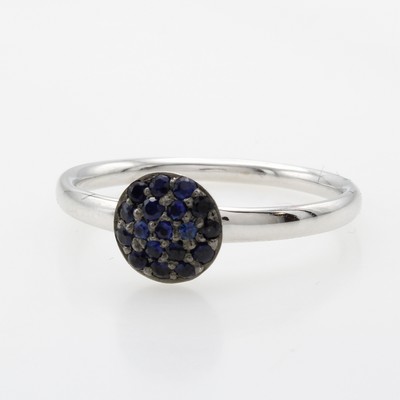 Image Ring mit Saphiren, WG 750/000, runder Ring- kopf bes. m. blauen Saphiren zus. ca. 0.27 ...