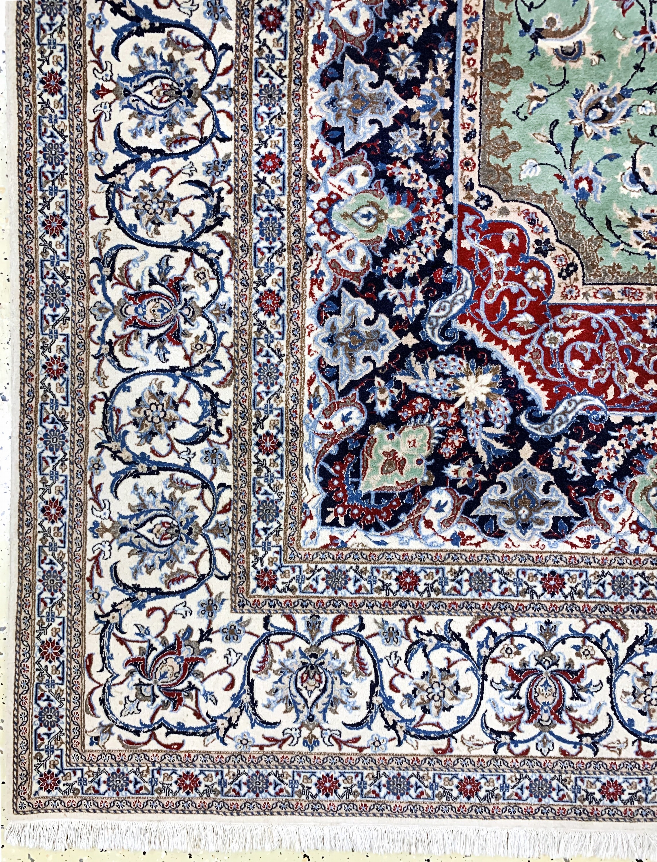 Detail b: Nain fein(6 La), Persien, Ende 20.Jhd, Korkwolle mit Seide, ca. 300 x 204 cm, ca. 1,0Mio. Kn/qm, Reinigungsbedürftig, EHZ: 2