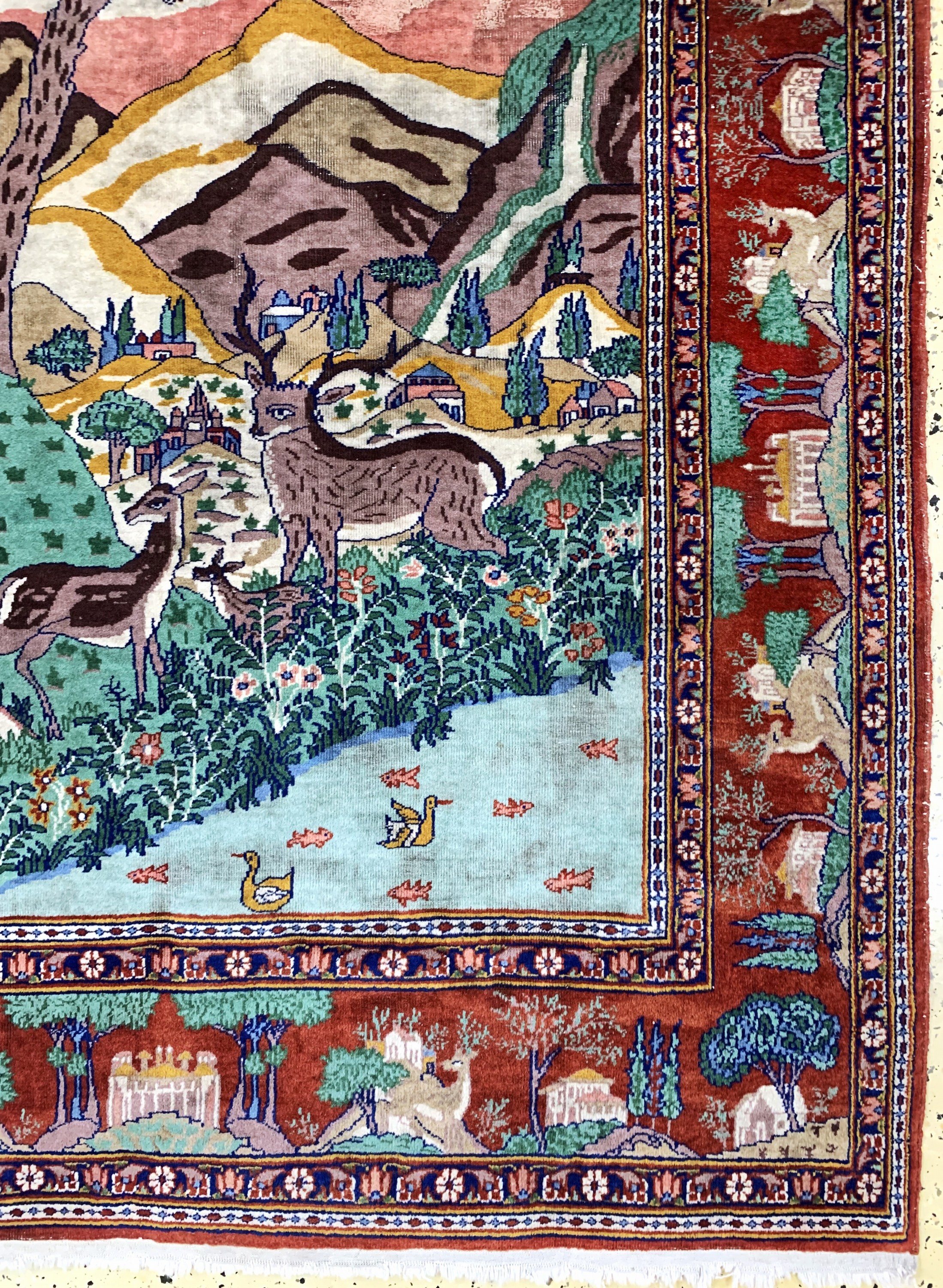 Detail b: Keschan fein, Ägypten, Mitte 20.Jhd, Wolle auf Baumwolle, ca. 185 x 125 cm, EHZ: 3, (großflächig restauriert)