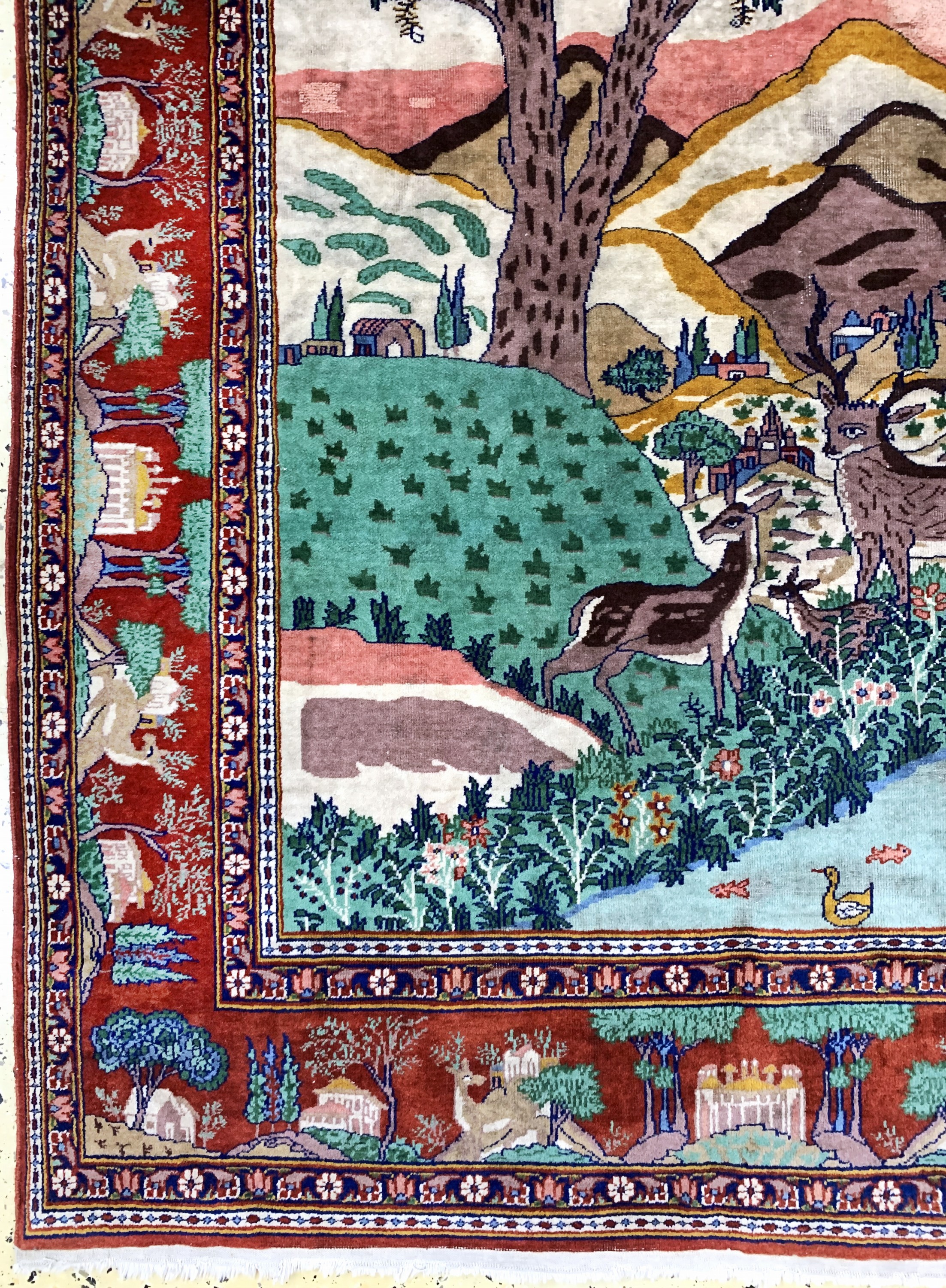 Detail c: Keschan fein, Ägypten, Mitte 20.Jhd, Wolle auf Baumwolle, ca. 185 x 125 cm, EHZ: 3, (großflächig restauriert)