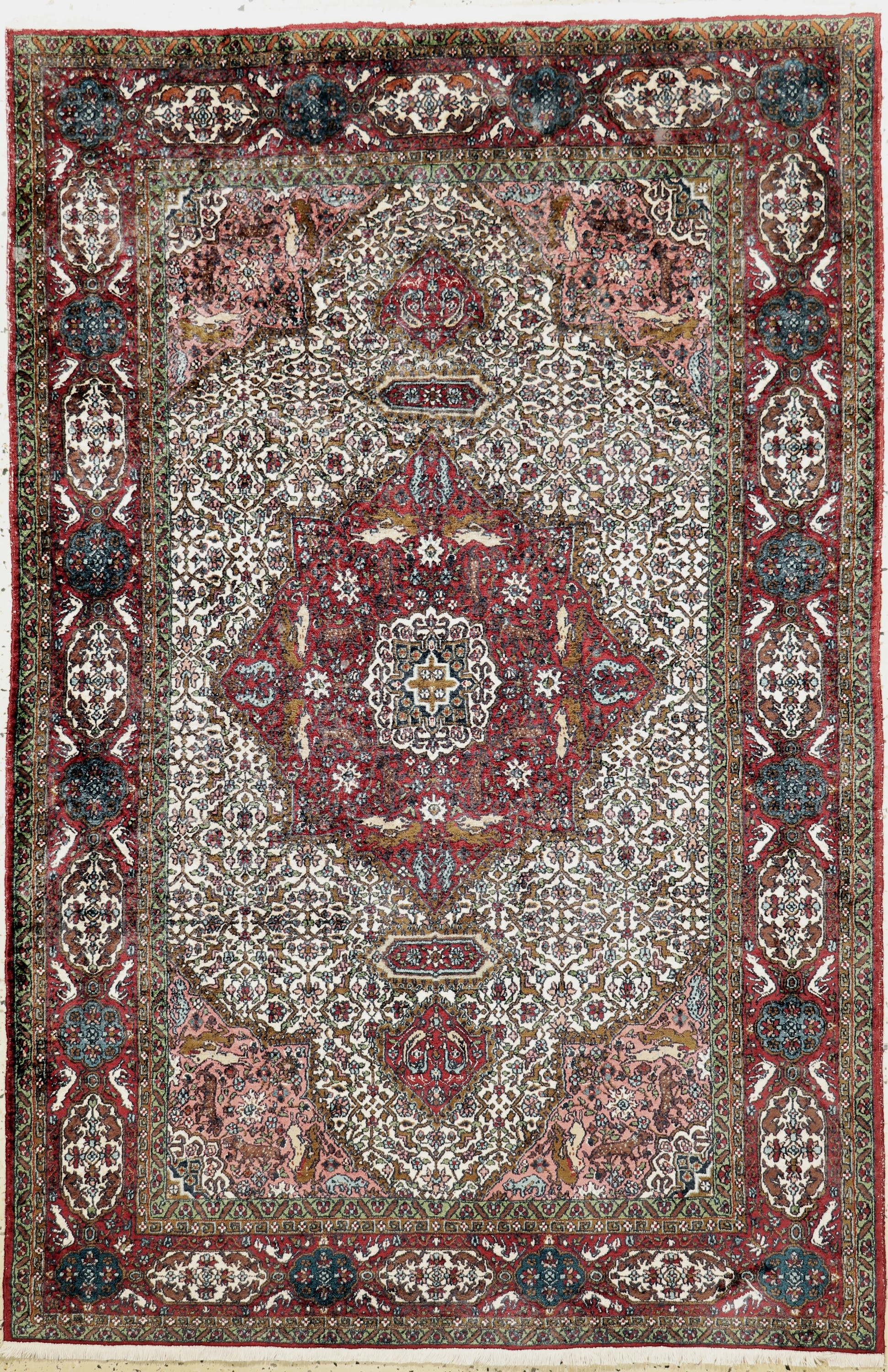 Lahor Seide fein, Pakistan, Mitte 20.Jhd, Seide auf Baumwolle, ca. 187 x 125 cm, EHZ: 2
