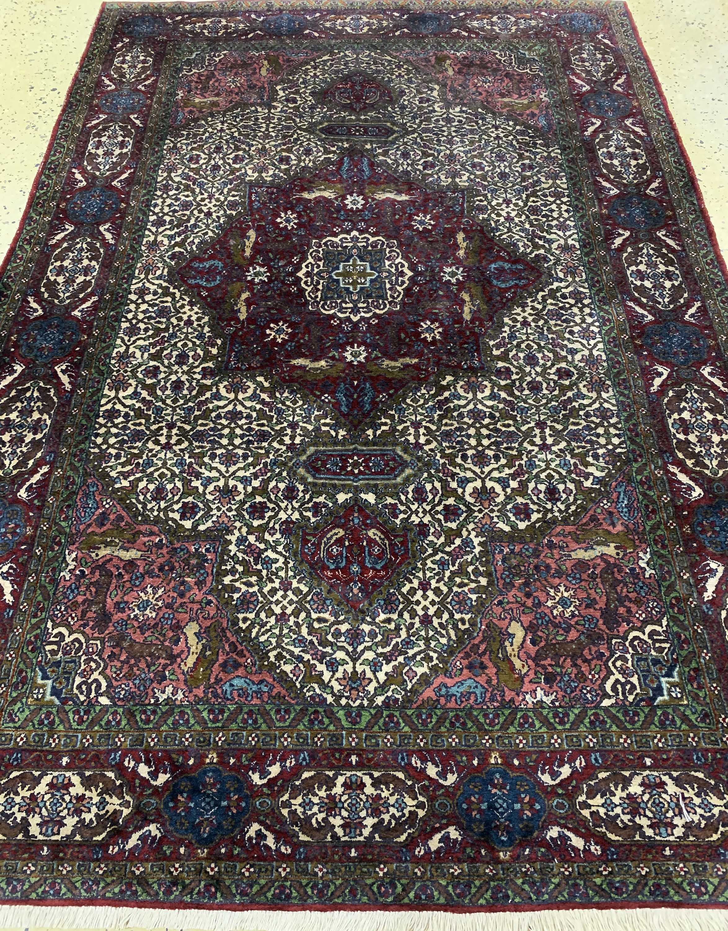 Detail d: Lahor Seide fein, Pakistan, Mitte 20.Jhd, Seide auf Baumwolle, ca. 187 x 125 cm, EHZ: 2