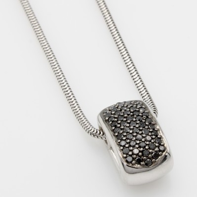 Image Anhänger mit Diamanten an Kette, WG 750/000, schwarze Diam. (beh.) zus. ca. 0.50 ...