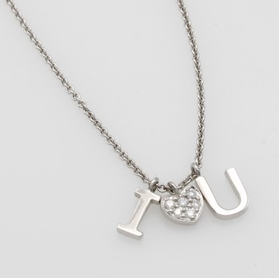 Image 26945465 - Collier mit Brillanten, WG 750/000, 3 bewegl. Anhänger, Herz bes. m. Brill. zus. ...