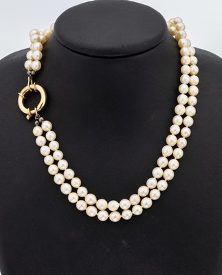 Image Zuchtperl-Collier mit 14 kt Gold Schließe, GG 585/000 gepr., 2-rhg. ...